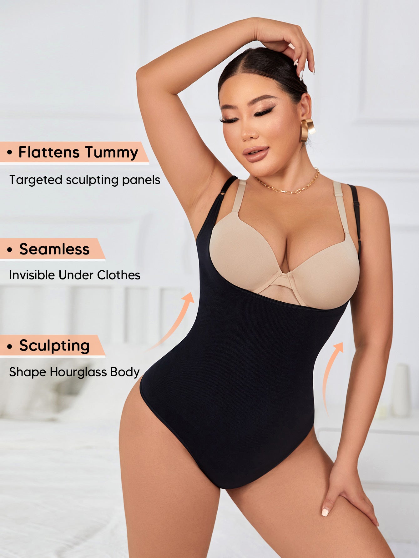 Ultra-Light Support Open Bust Seamless Shapewear Bodysuit