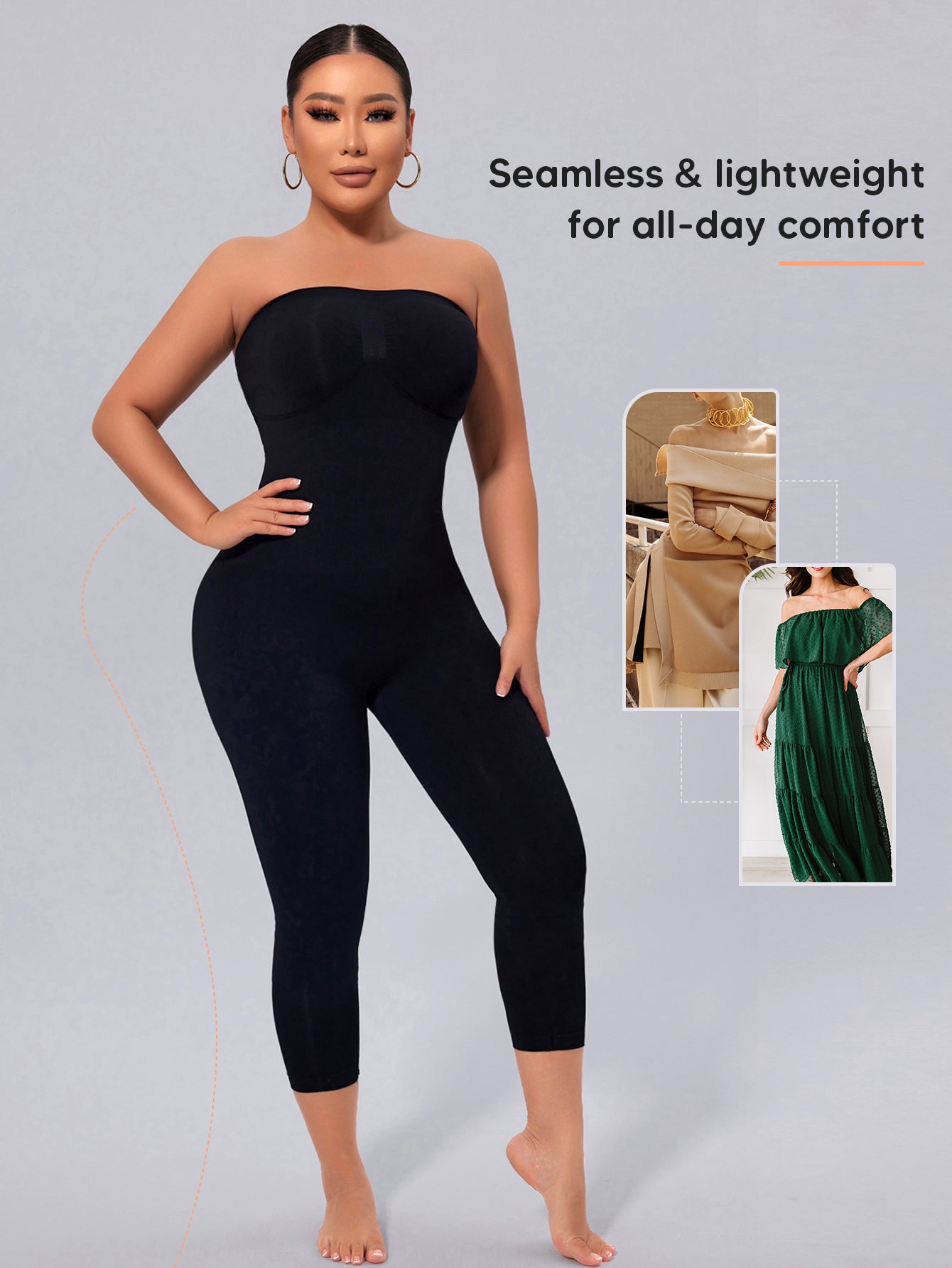 Off Shoulder Strapless Shapewear Bodysuit for Women Full Body Shaper Leggings