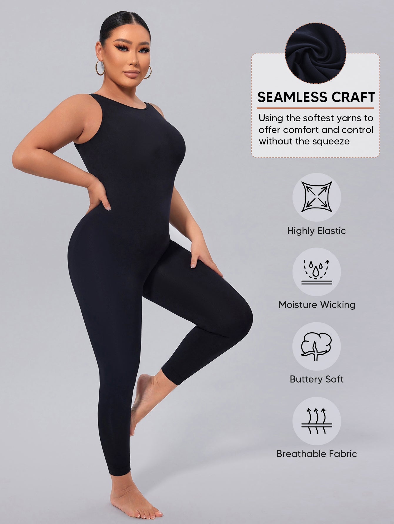 One Piece Sexy Crew Neck Jumpsuits High Neck Sleeveless Bodycon Bodysuit Pants