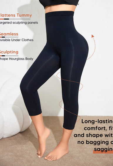 Seamless Tummy Control Compression Leggings Butt Lifting Stretchy Capri