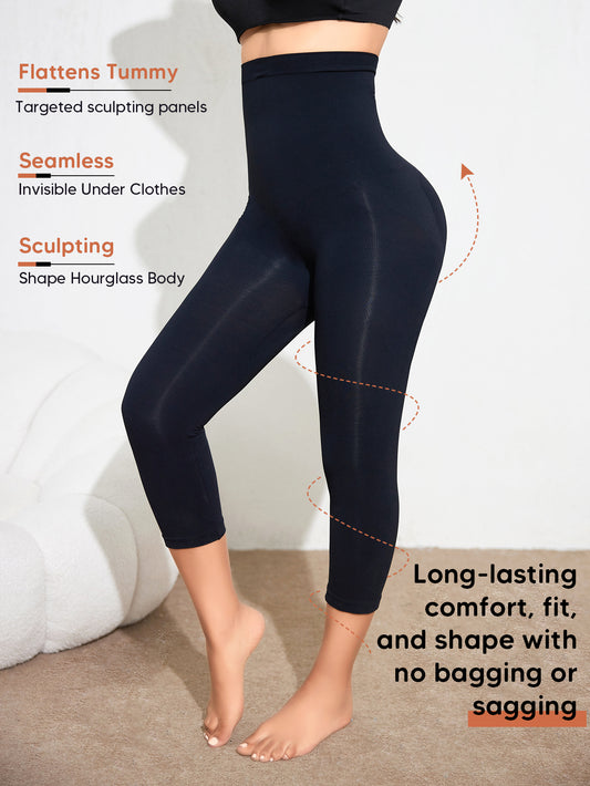 Seamless Tummy Control Compression Leggings Butt Lifting Stretchy Capri