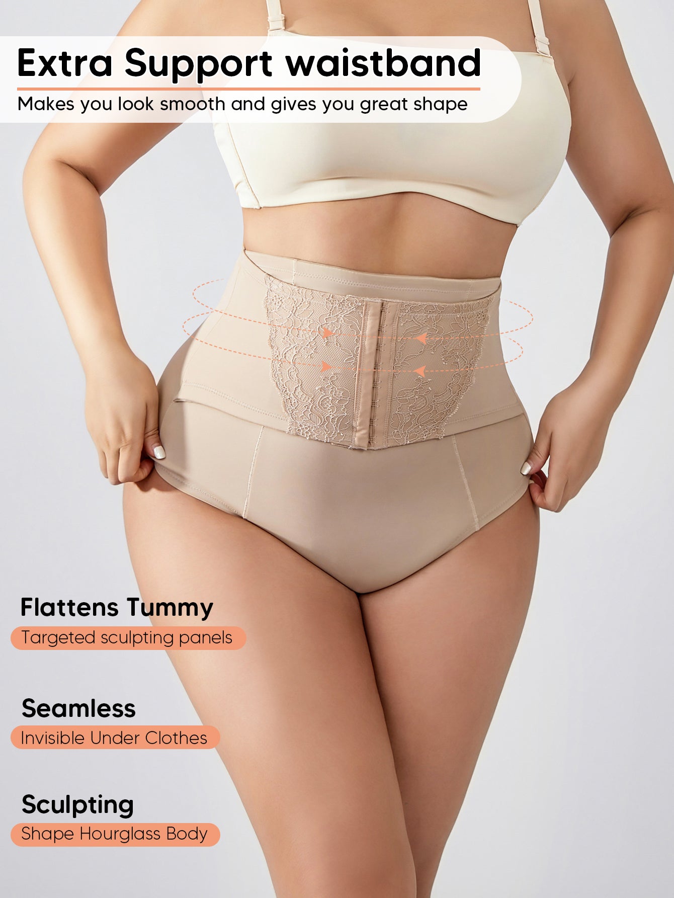 High Waisted Double Tummy Control Shapewear Waist Trainer Thong Underwear