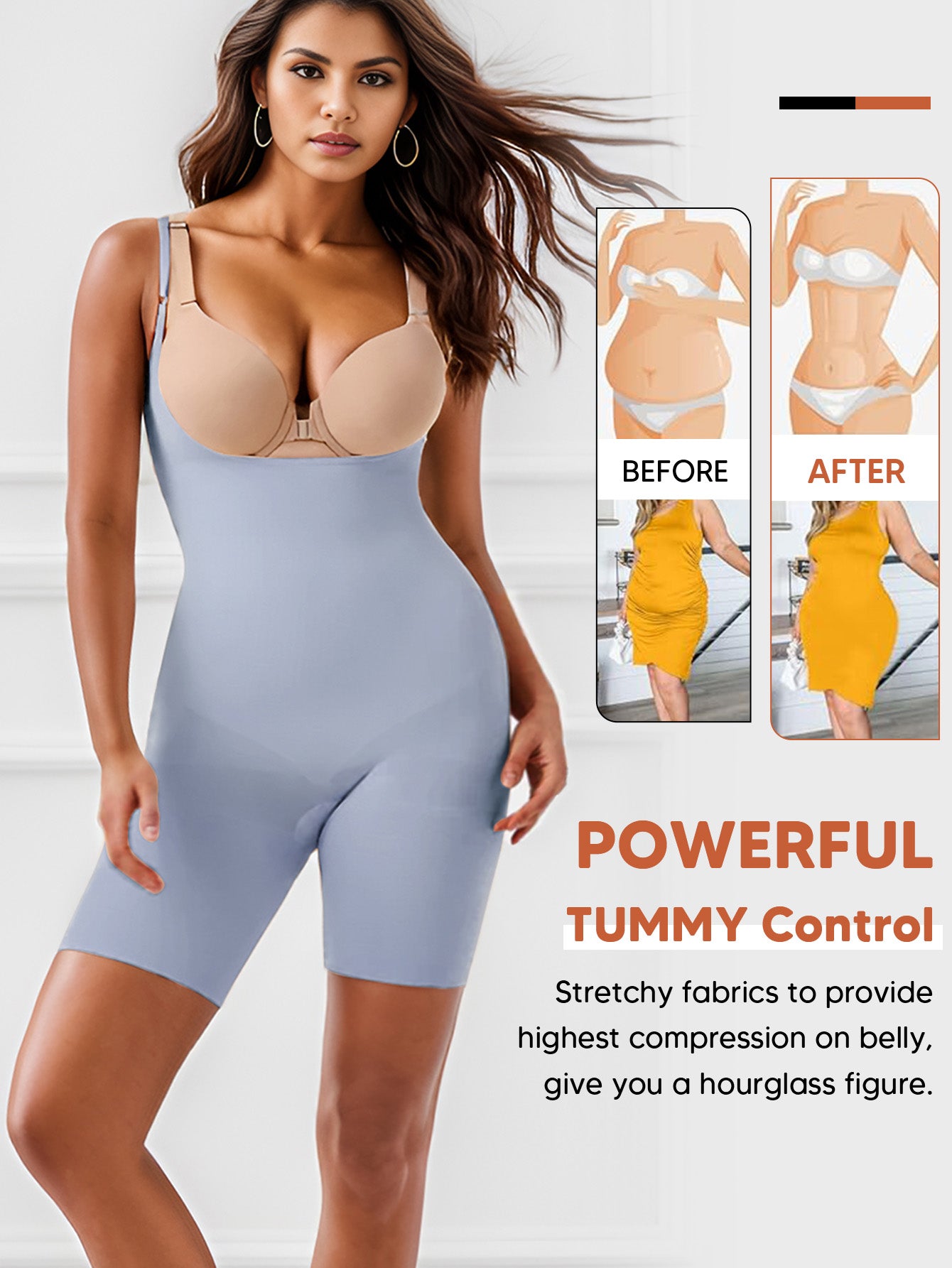 Seamless Open Bust Thigh Slimming Bodysuit Shaping Body Shaper