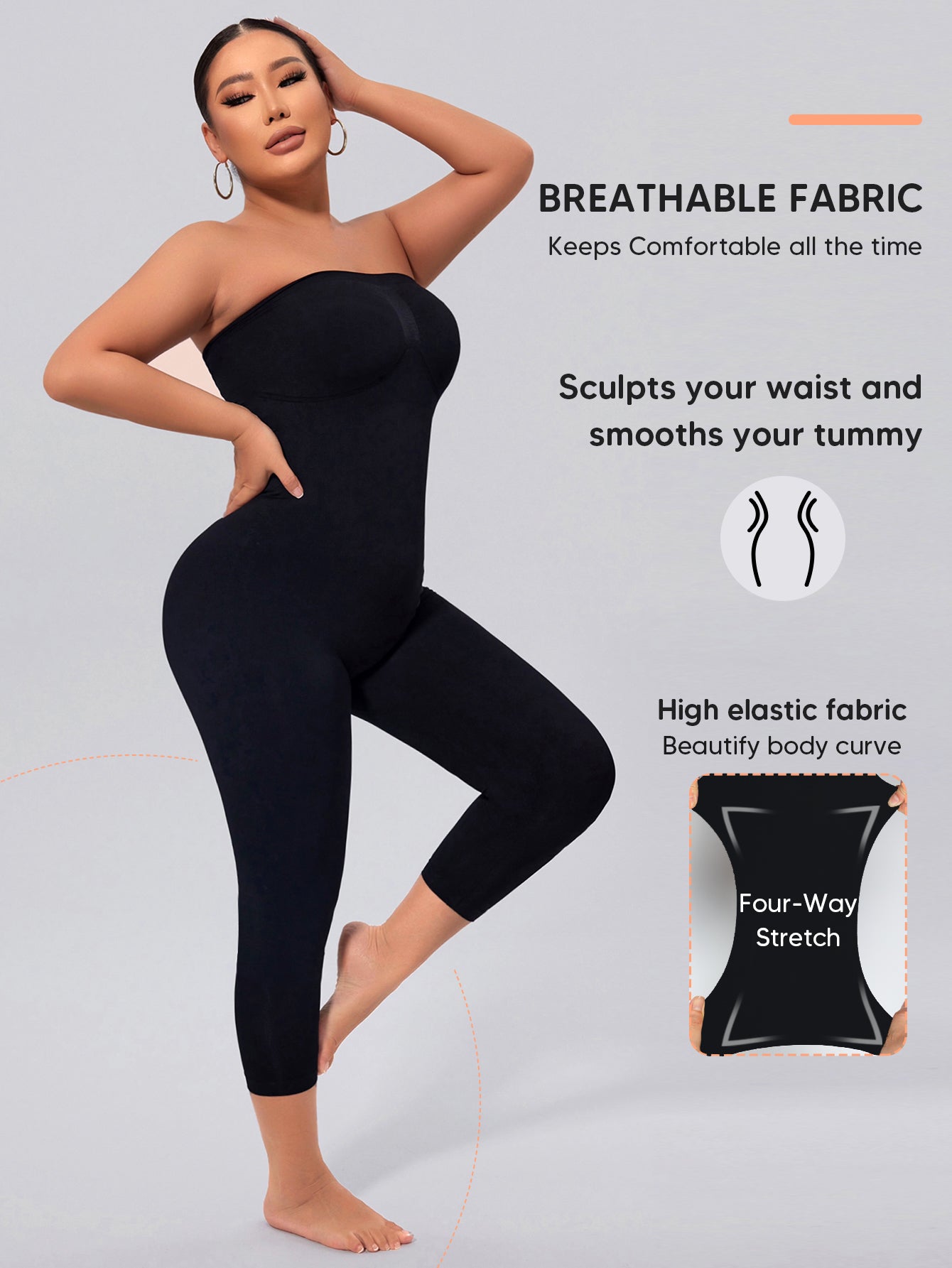 Off Shoulder Strapless Shapewear Bodysuit for Women Full Body Shaper Leggings