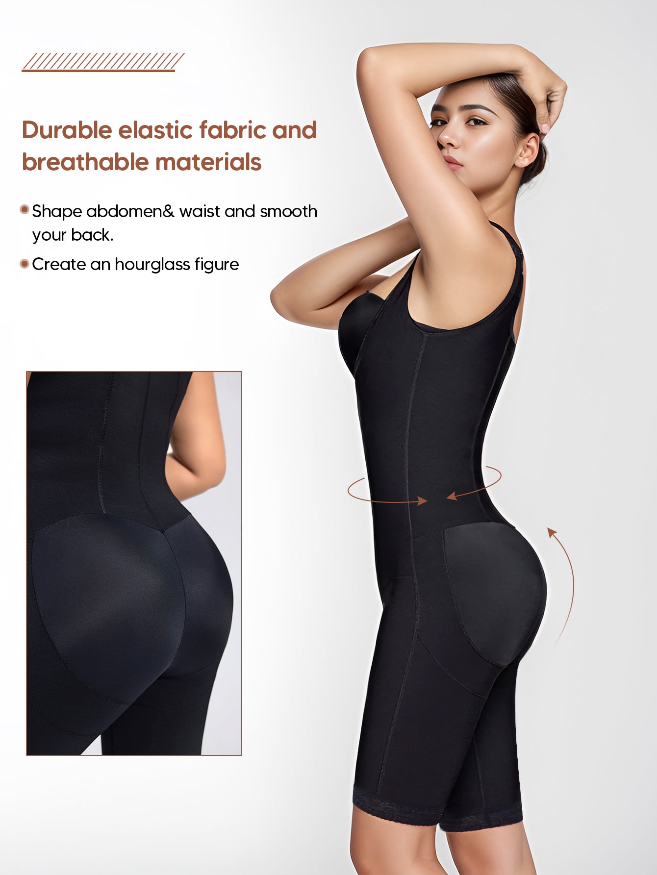 Open-Bust Bodysuit Thigh Slimmer Shapewear Tummy Control Zipper Compression Garment