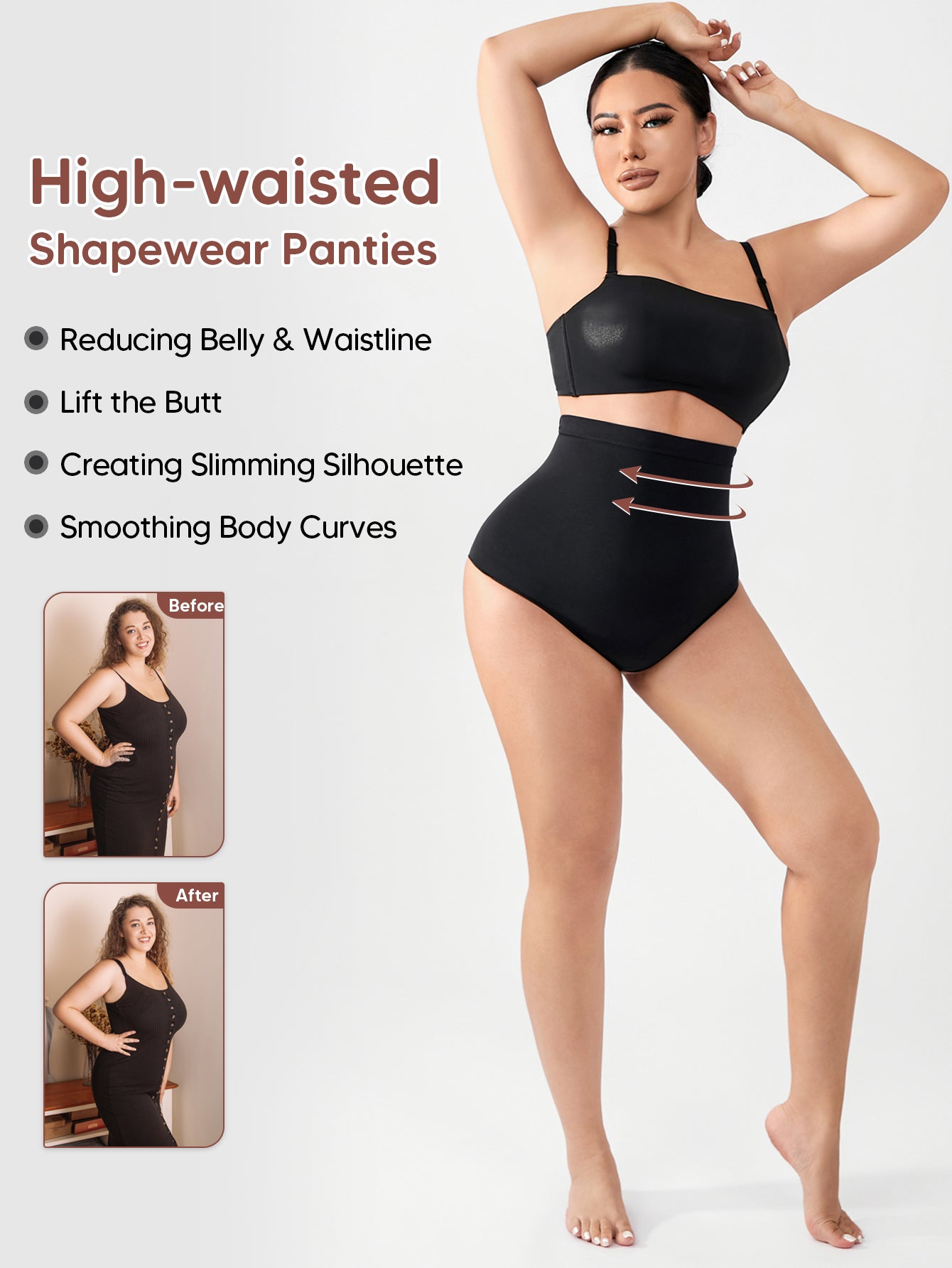 Women's High-Waist Seamless Body Shaper Briefs Tummy Control Shapewear Panties