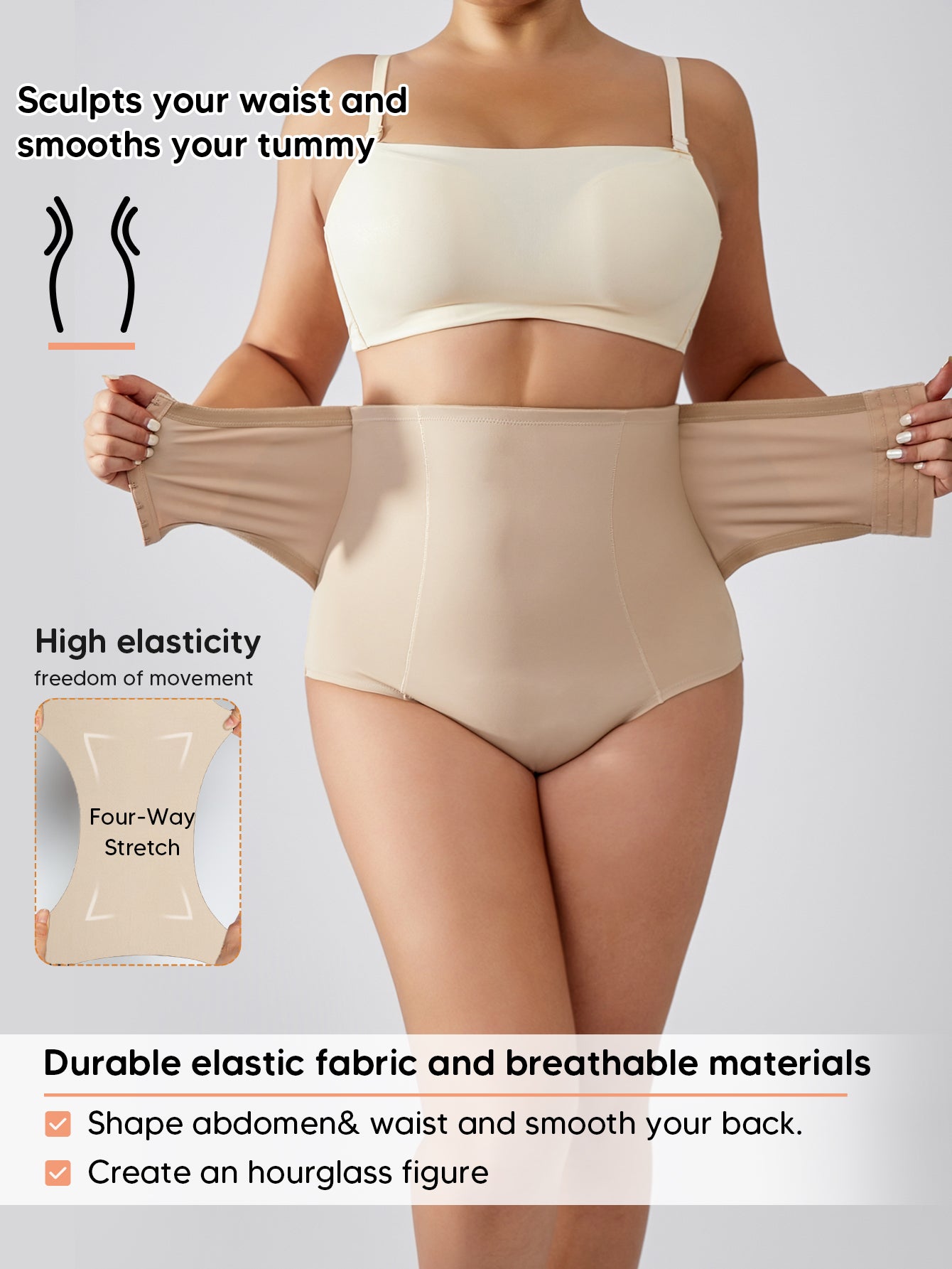 High Waisted Double Tummy Control Shapewear Waist Trainer Thong Underwear