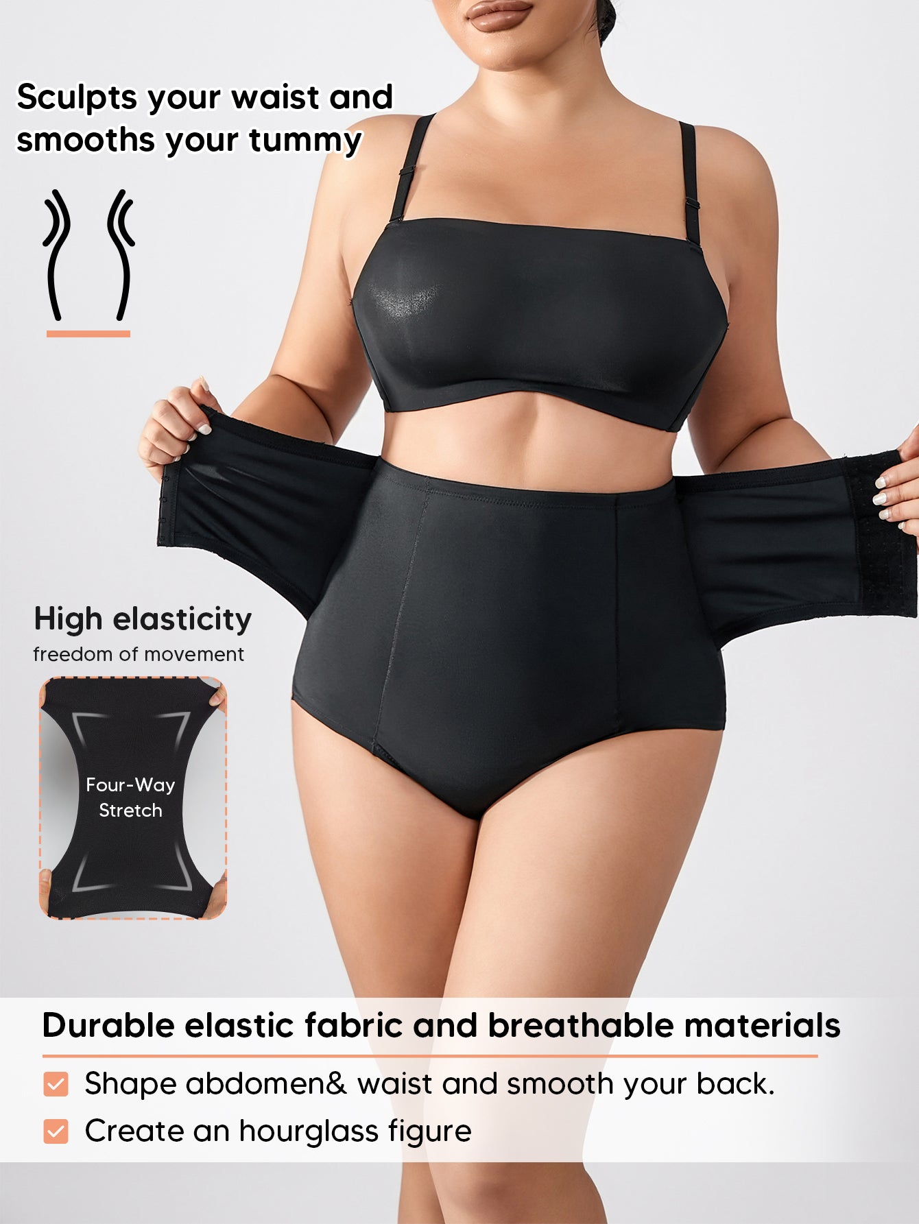 High Waisted Double Tummy Control Shapewear Waist Trainer Thong Underwear