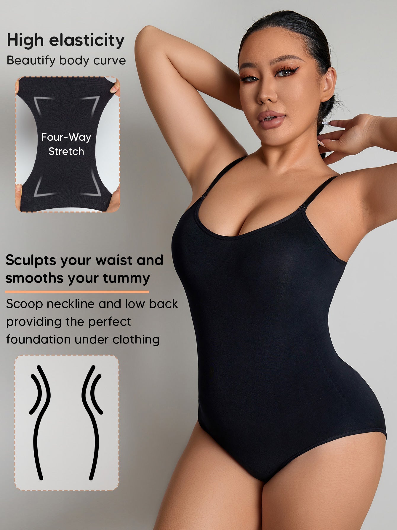 Sleeveless Adjustable Seamless Spaghetti Strip Tops Shapewear Bodysuits