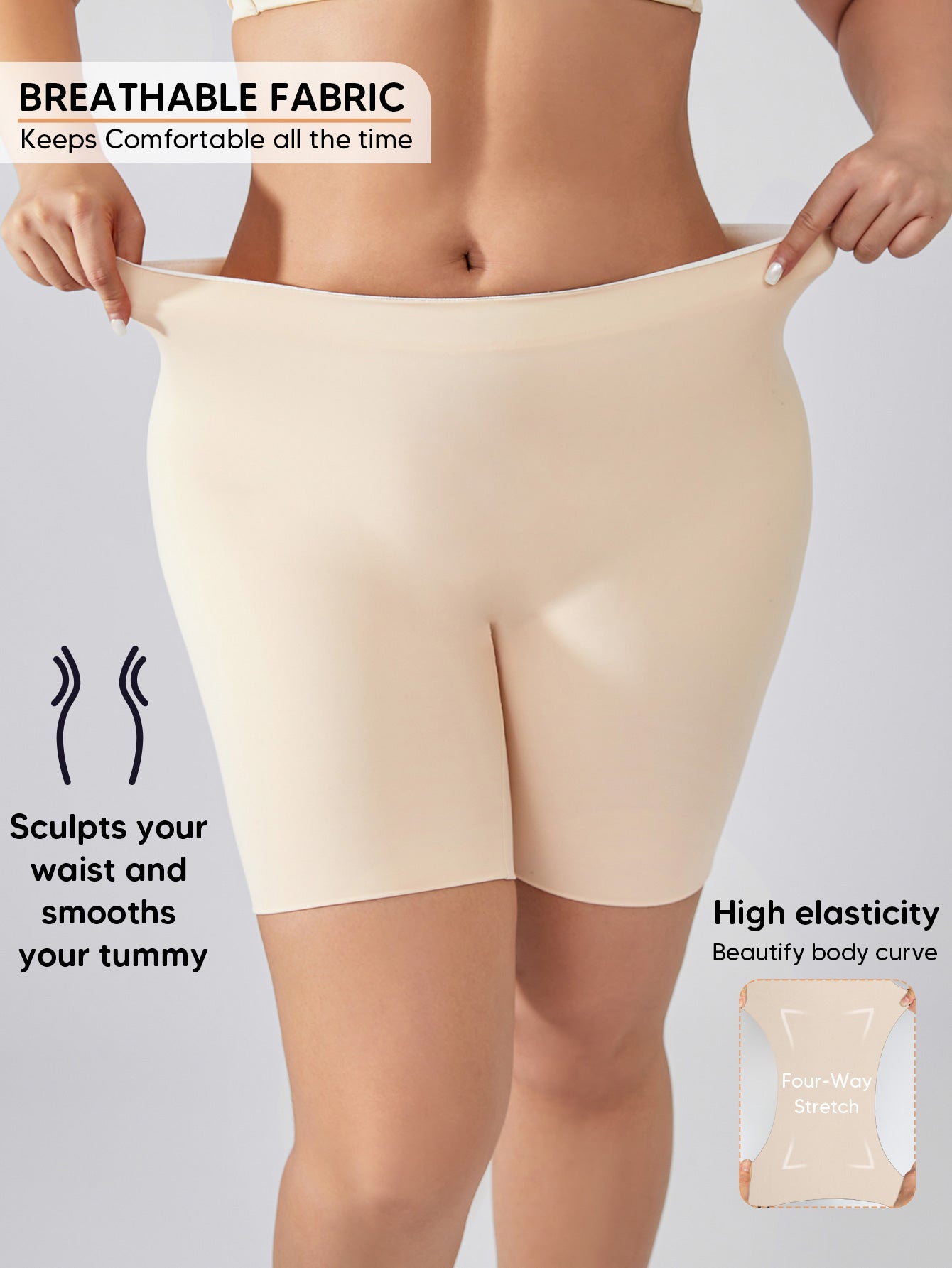 MUEE Women's Girdle Shorts Mid-Waist Compression Stomach Body Shaper Shorts