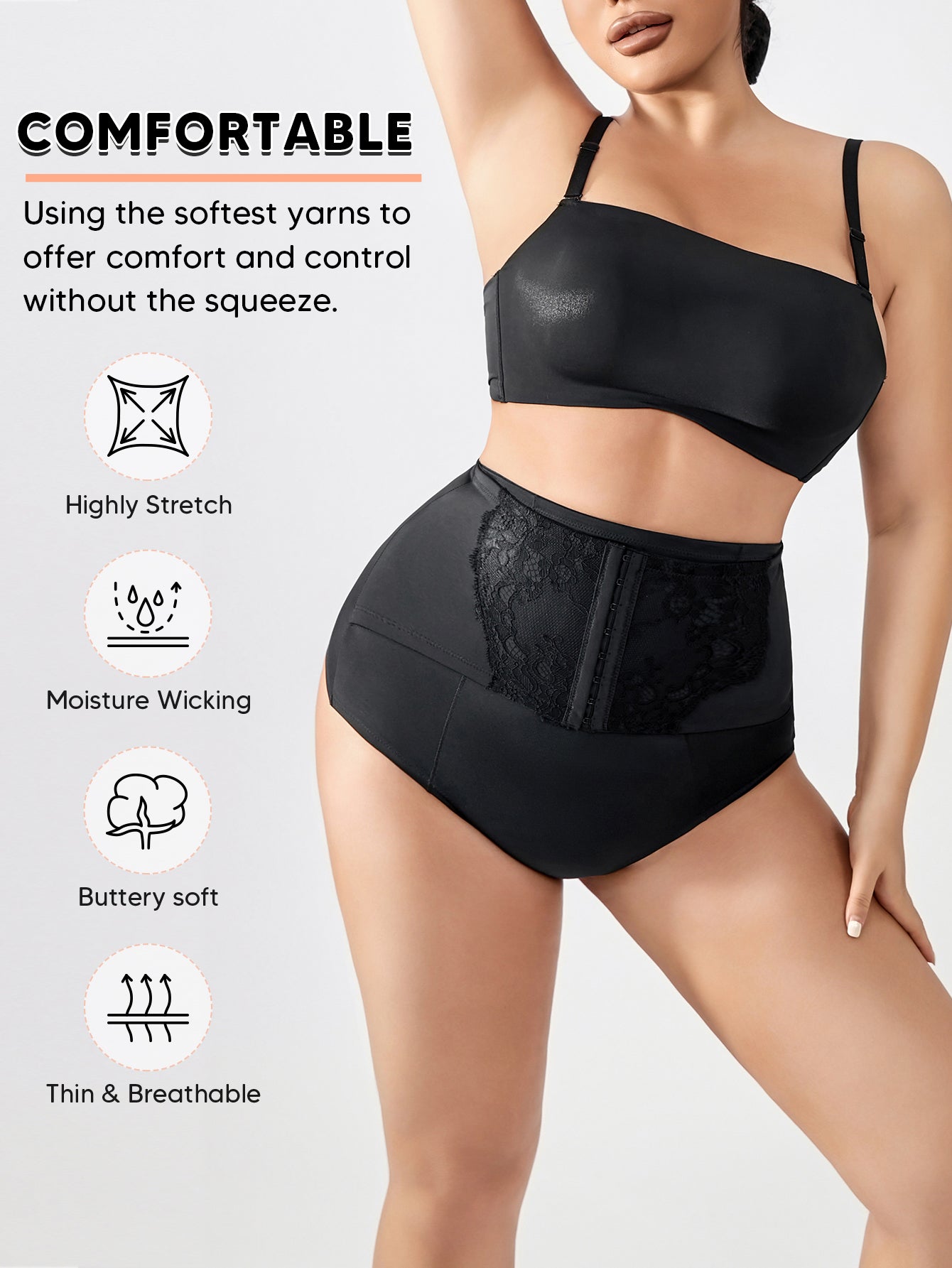 High Waisted Double Tummy Control Shapewear Waist Trainer Thong Underwear