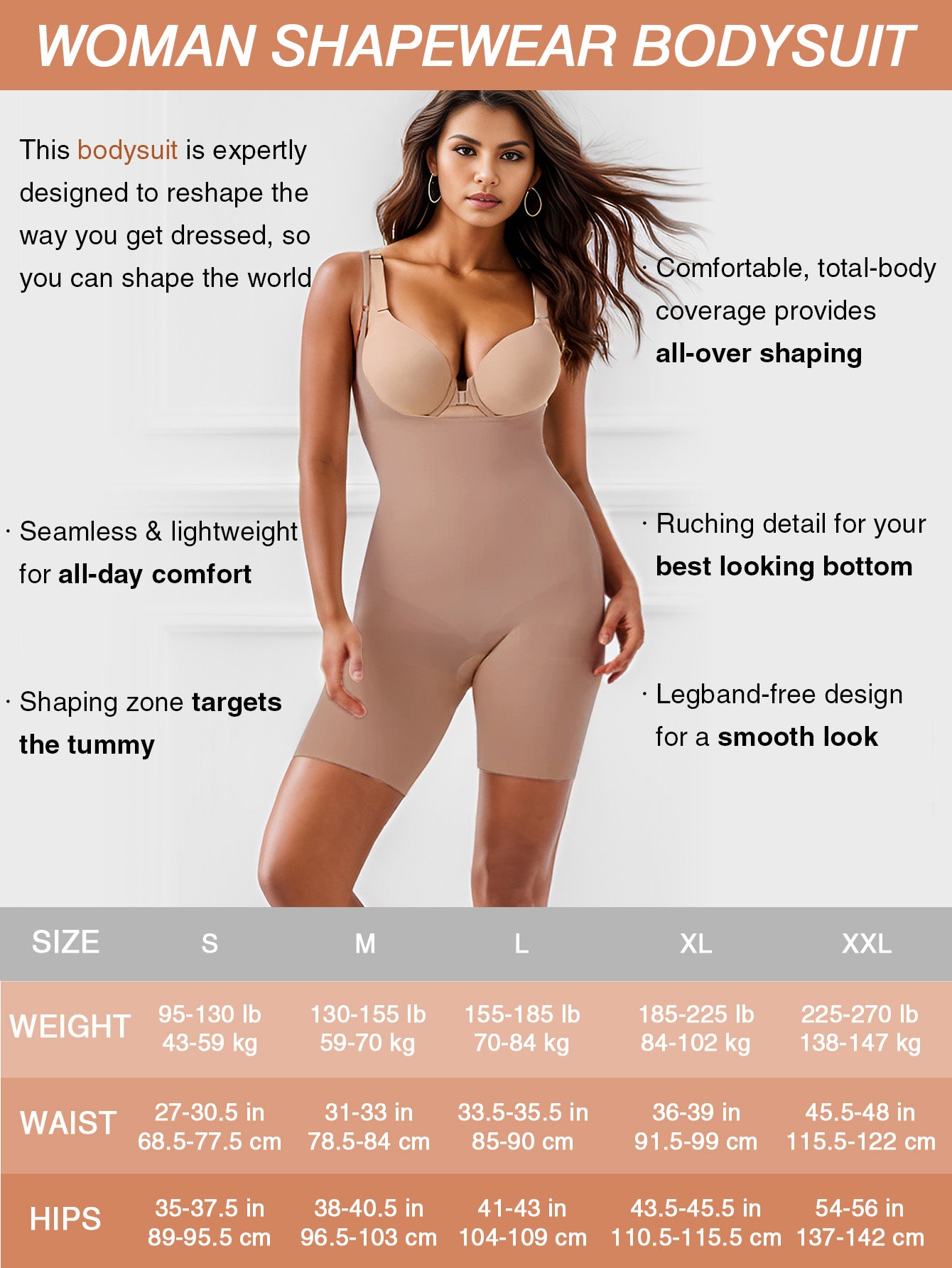 Seamless Open Bust Thigh Slimming Bodysuit Shaping Body Shaper