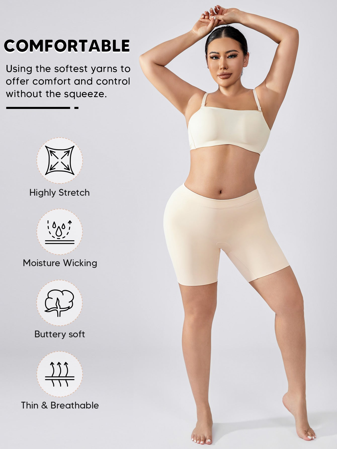 MUEE Women's Girdle Shorts Mid-Waist Compression Stomach Body Shaper Shorts