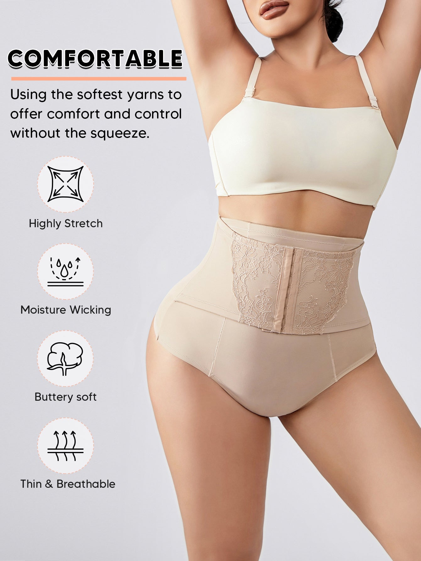 High Waisted Double Tummy Control Shapewear Waist Trainer Thong Underwear