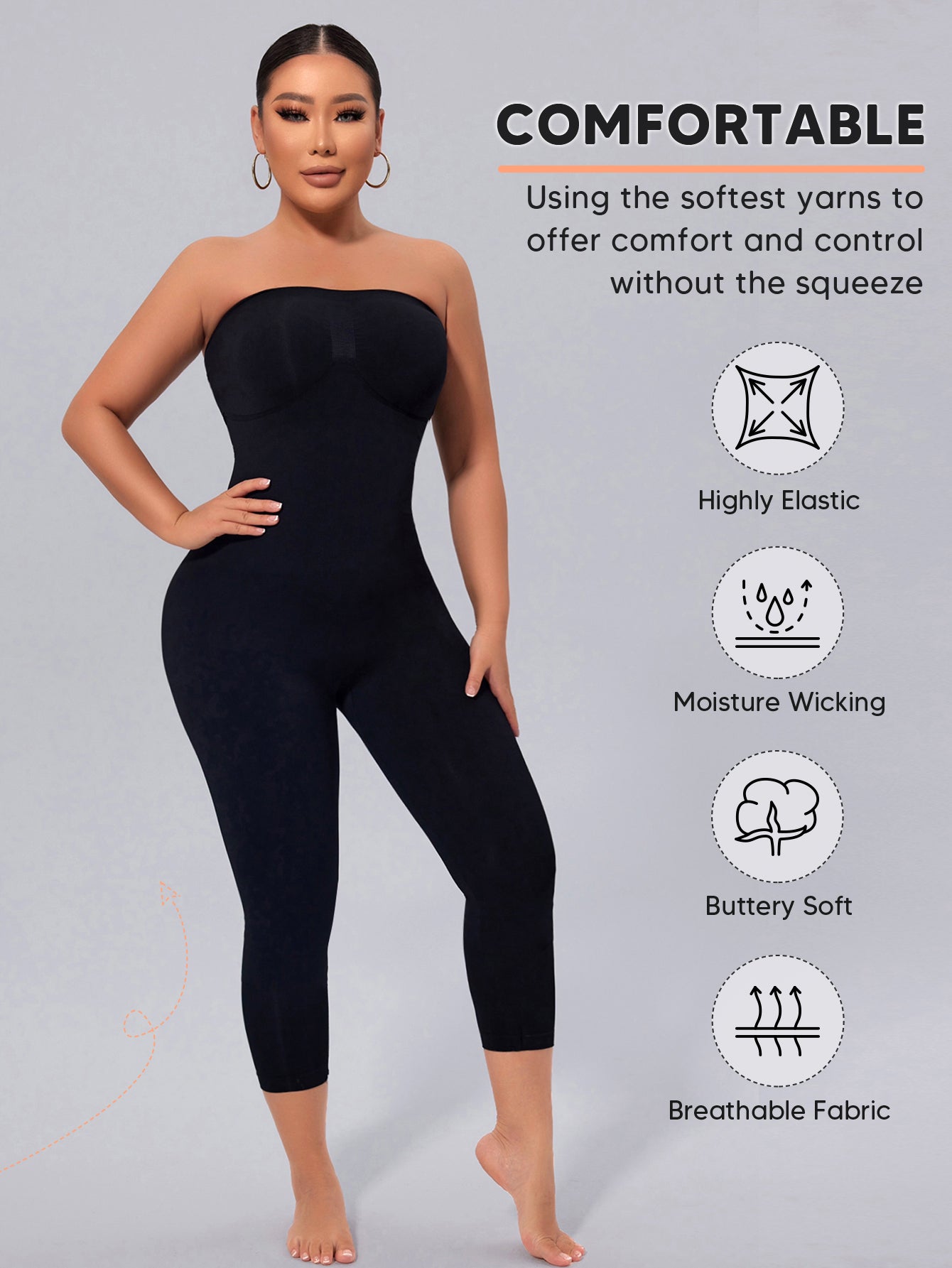 Off Shoulder Strapless Shapewear Bodysuit for Women Full Body Shaper Leggings