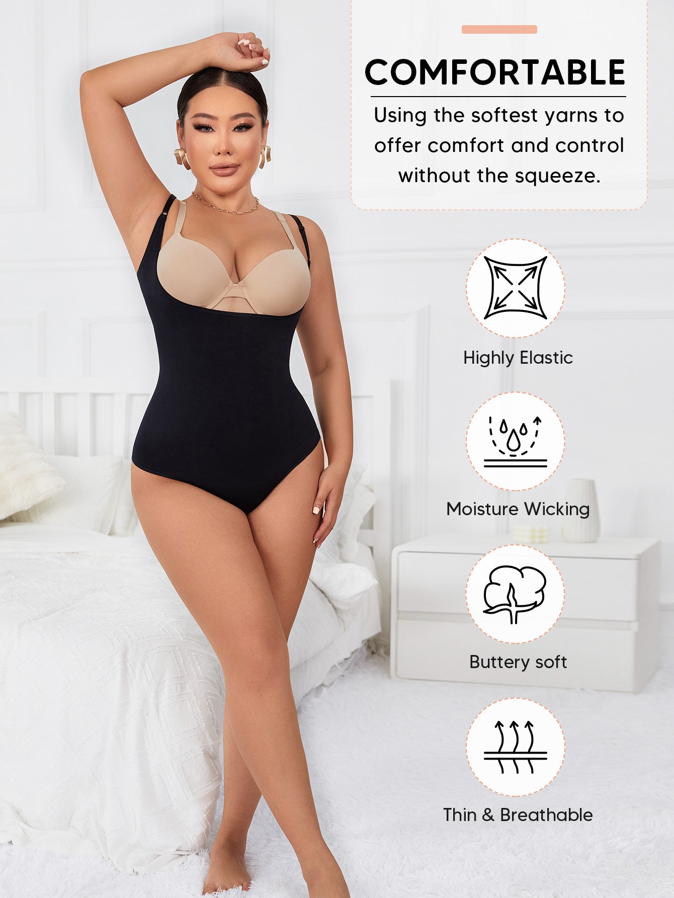 Ultra-Light Support Open Bust Seamless Shapewear Bodysuit