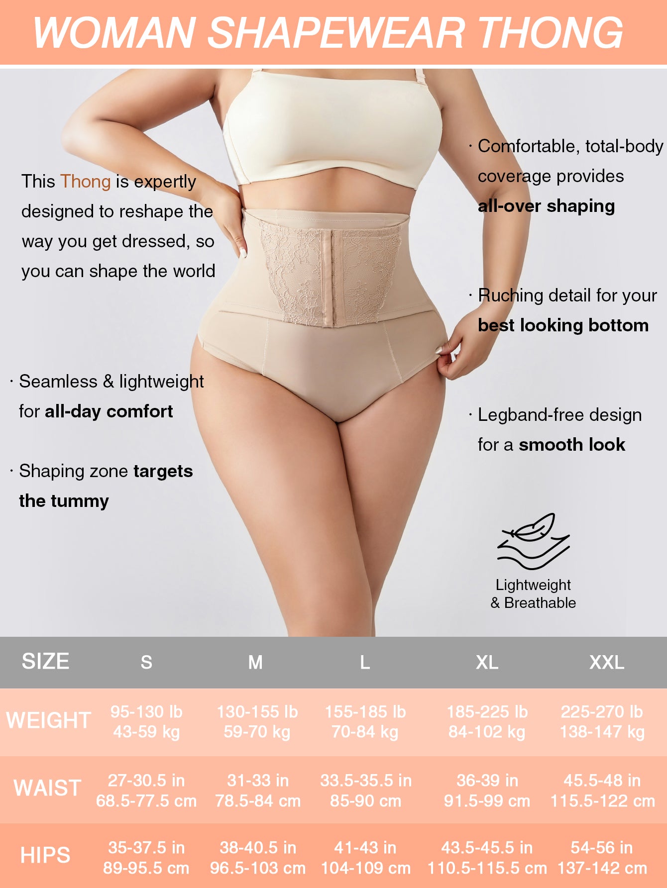 High Waisted Double Tummy Control Shapewear Waist Trainer Thong Underwear