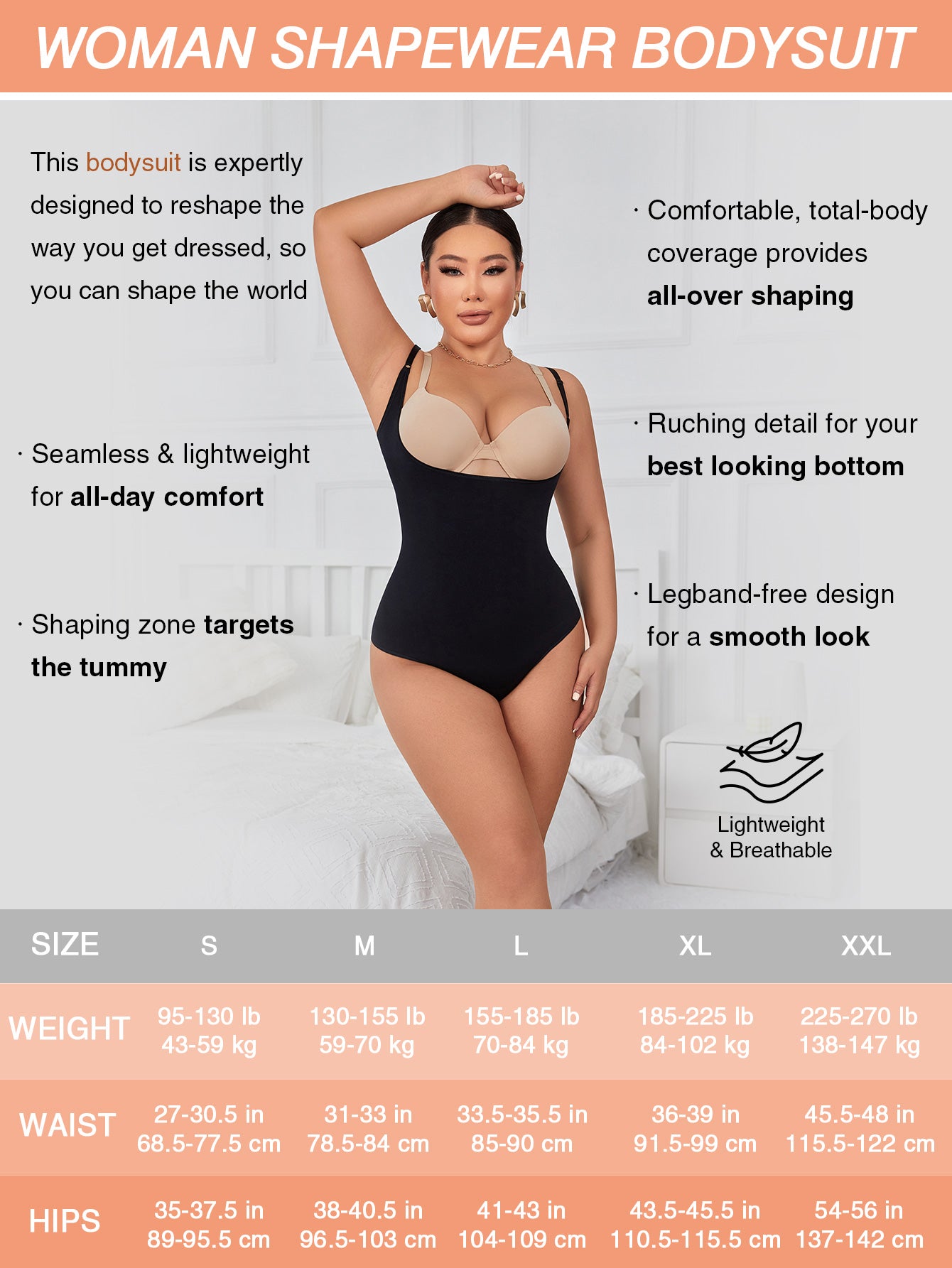 Ultra-Light Support Open Bust Seamless Shapewear Bodysuit