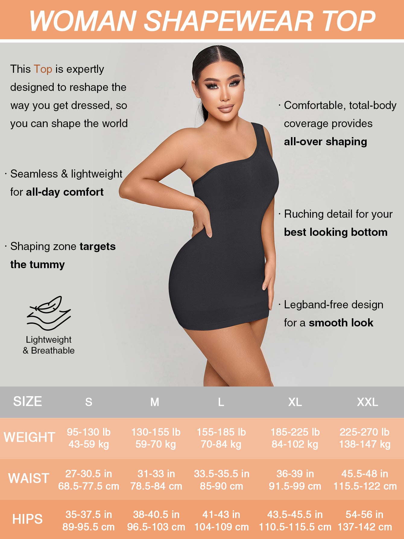 Sleeveless Shapewear Top One Shoulder Dress Slip Body Shaper Bodycon Mini Dresses