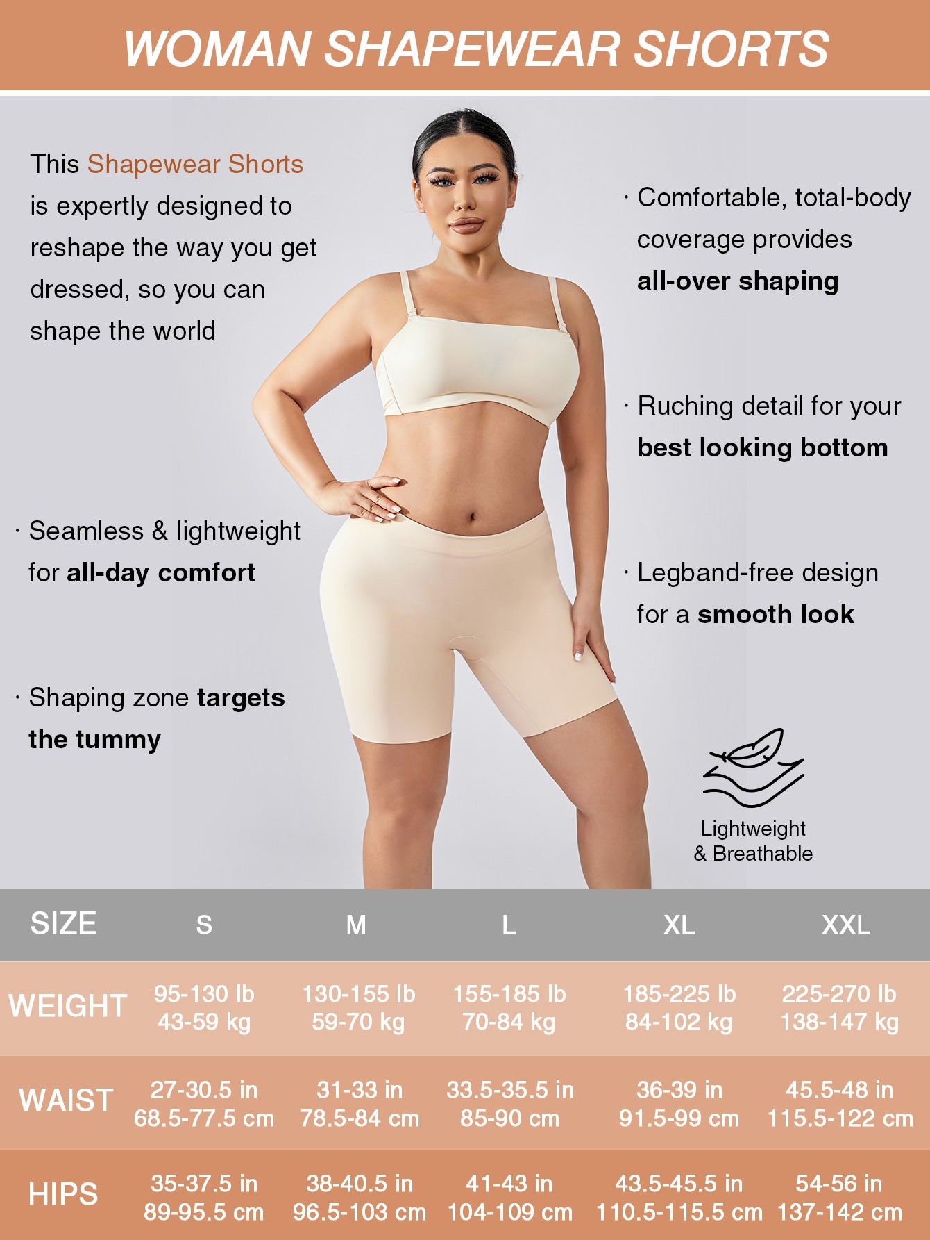 MUEE Women's Girdle Shorts Mid-Waist Compression Stomach Body Shaper Shorts