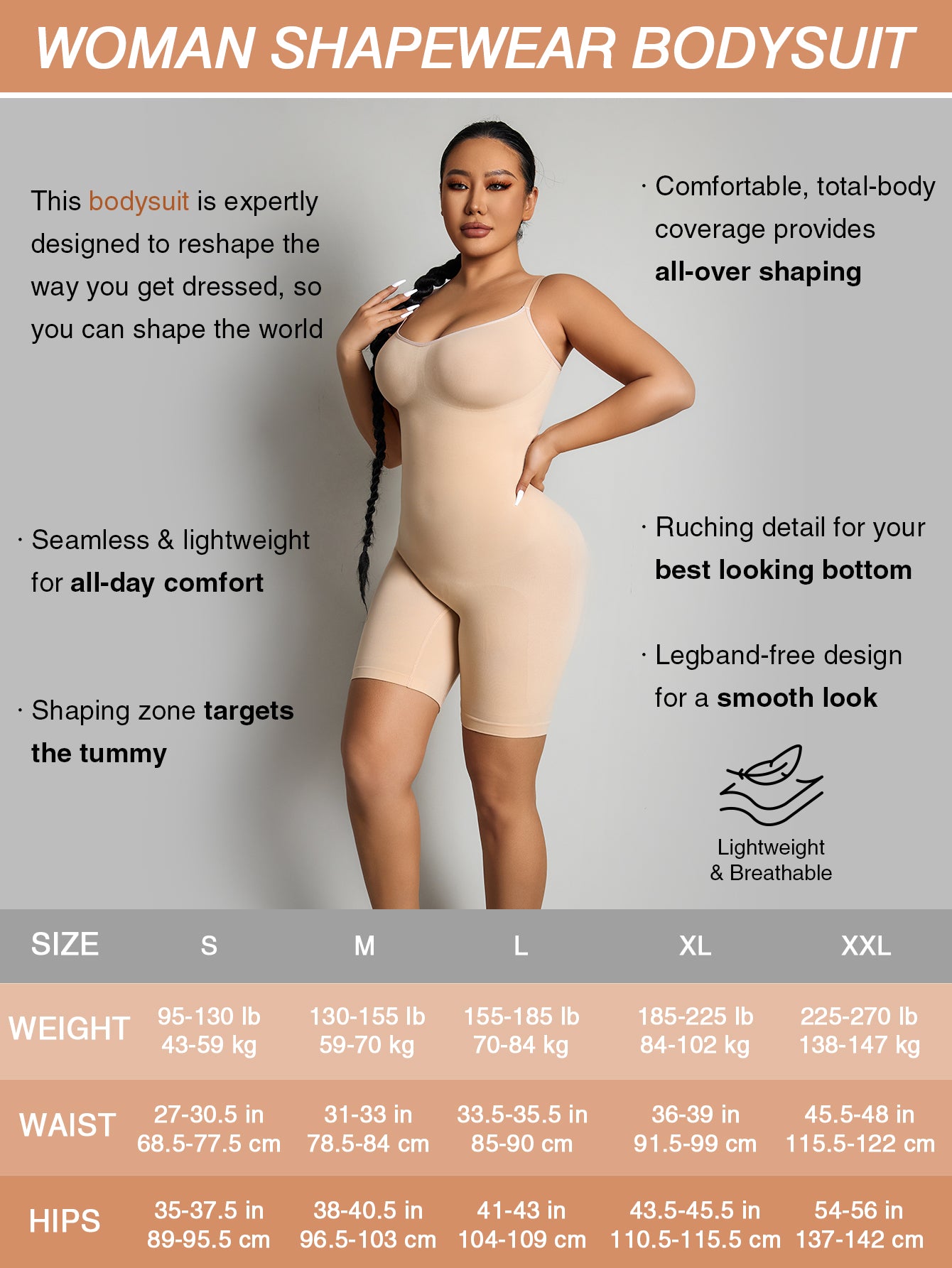 Shapewear Bodysuit Seamless Sculpting Butt Lifter Body Shaper for Women