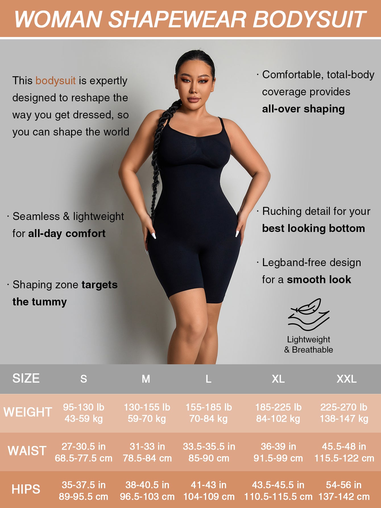 Shapewear Bodysuit Seamless Sculpting Butt Lifter Body Shaper for Women