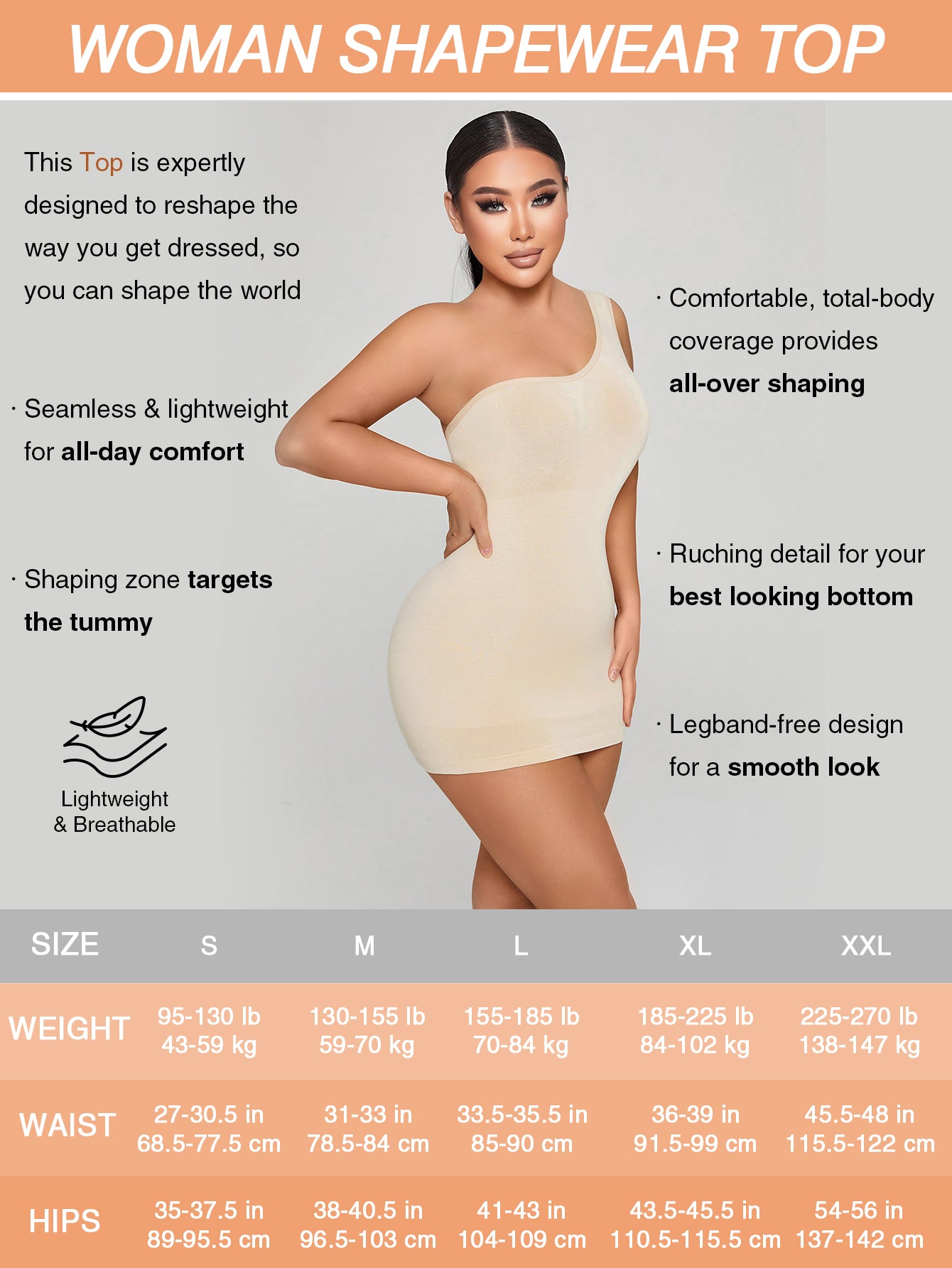 Sleeveless Shapewear Top One Shoulder Dress Slip Body Shaper Bodycon Mini Dresses