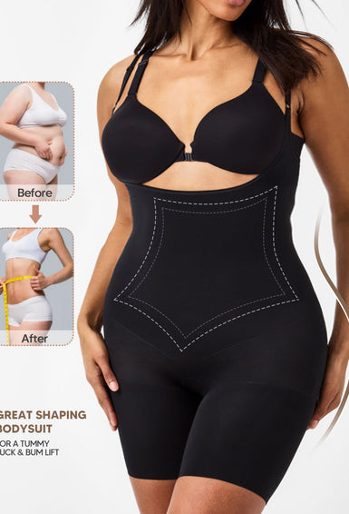 Seamless Open Bust Thigh Slimming Bodysuit Shaping Body Shaper
