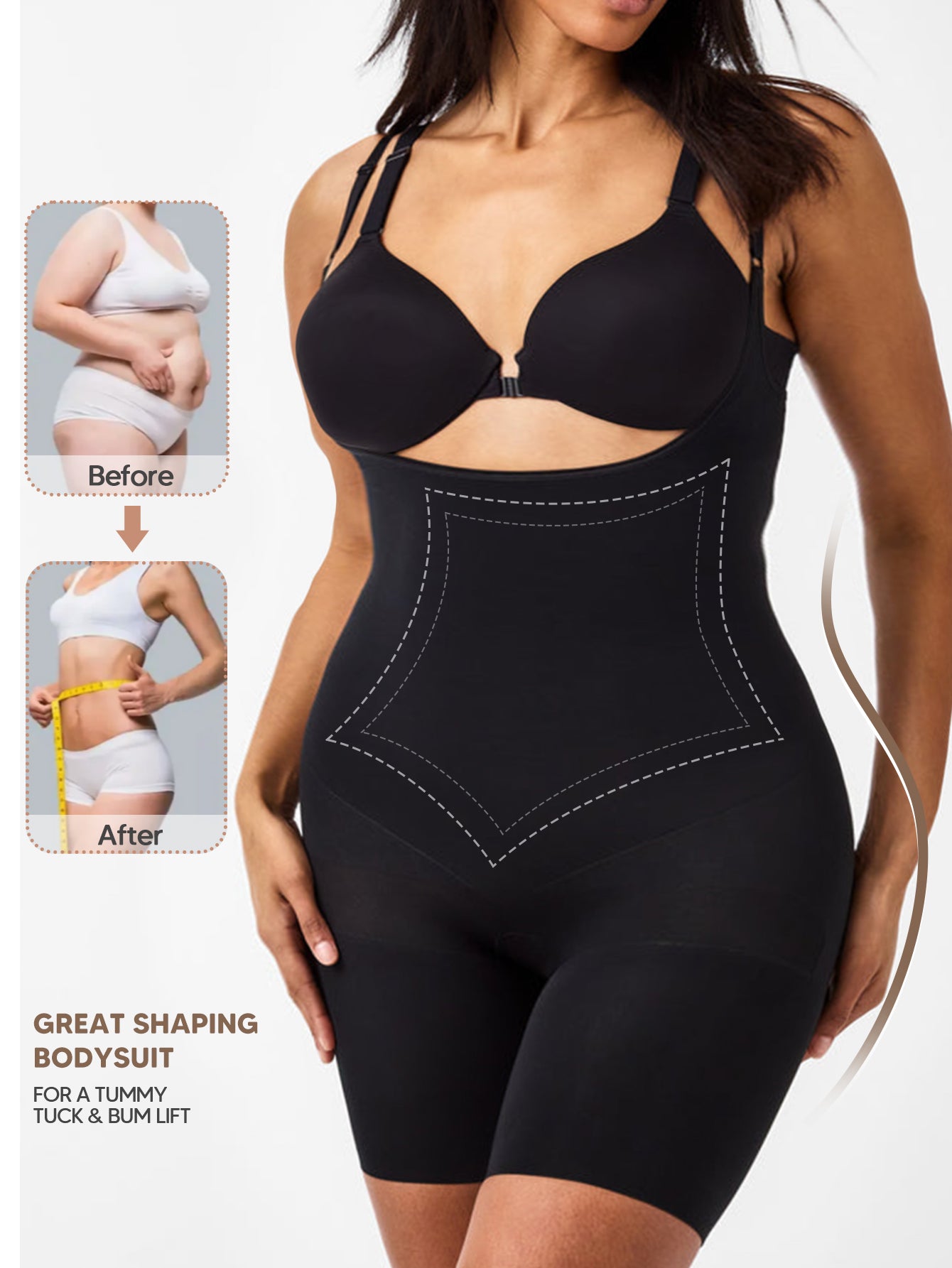 Seamless Open Bust Thigh Slimming Bodysuit Shaping Body Shaper