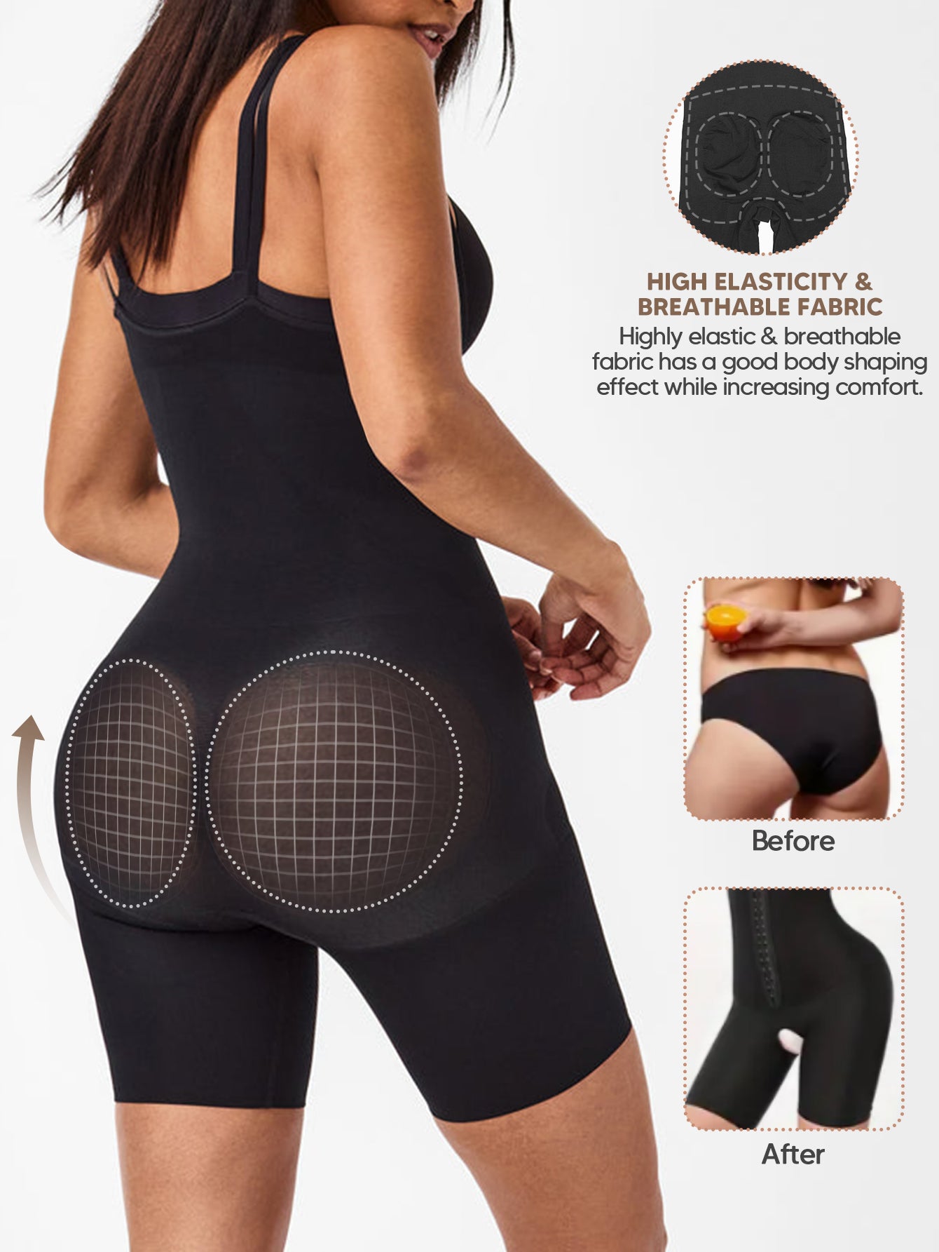 Seamless Open Bust Thigh Slimming Bodysuit Shaping Body Shaper