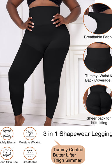 Hight Waist Tummy control butt-lift 3 in 1 Shapewear Leggings For Plus Size