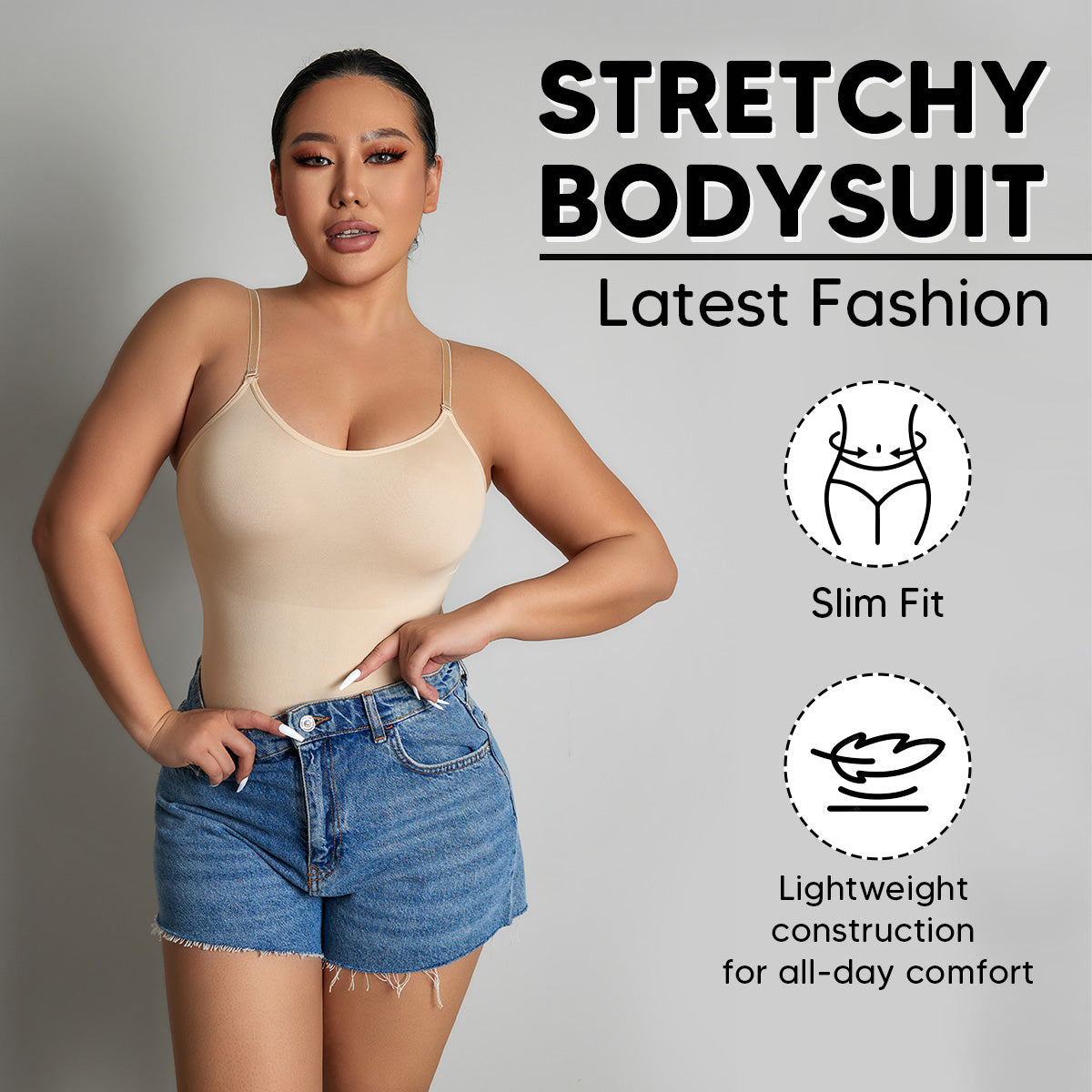 Sleeveless Adjustable Seamless Spaghetti Strip Tops Shapewear Bodysuits