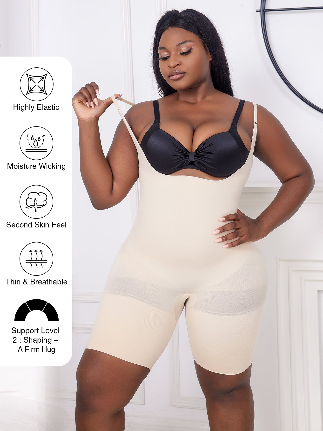 Open Bust Thigh Slimming Bodysuit Shaper  Plus Size Shapewear For Women