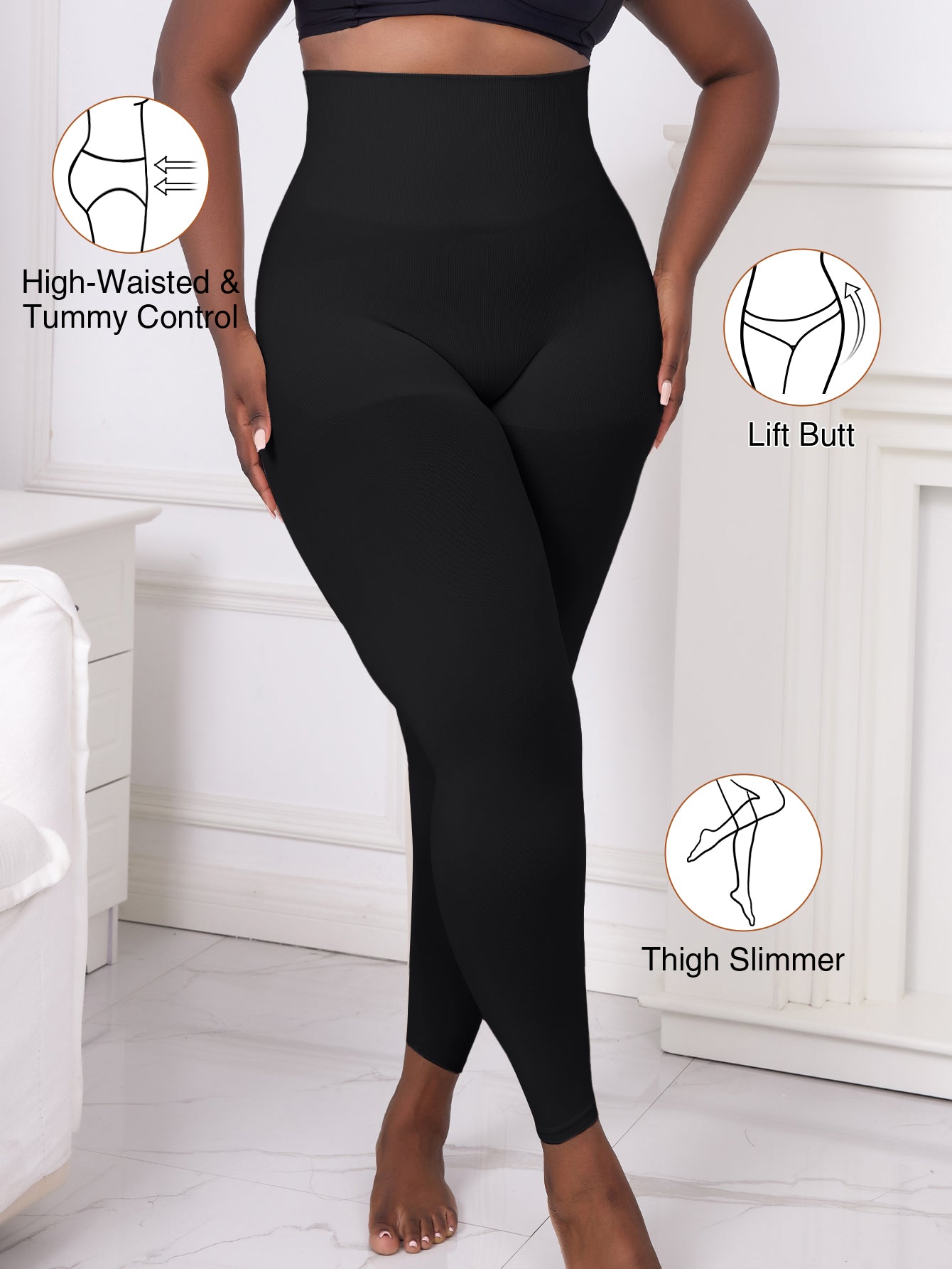 Hight Waist Tummy control butt-lift 3 in 1 Shapewear Leggings For Plus Size