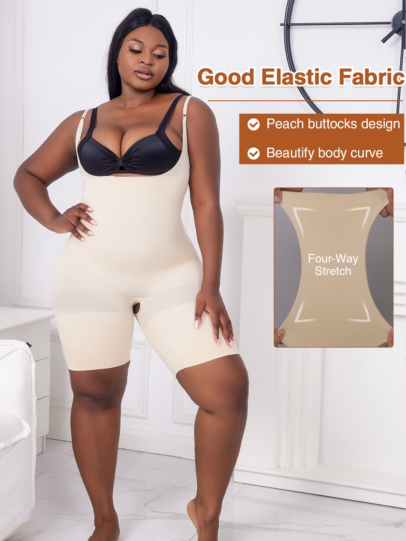 Open Bust Thigh Slimming Bodysuit Shaper  Plus Size Shapewear For Women