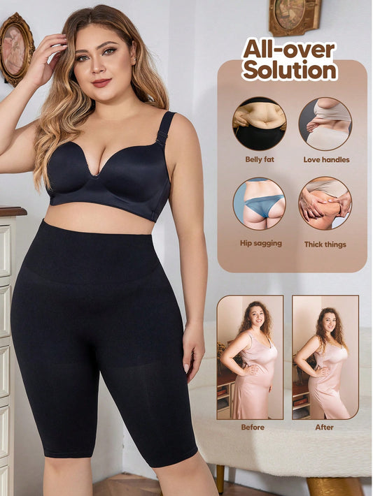 Tummy control 3 in 1 Seamless Mid-Thigh Shapewear Shorts For Plus Size