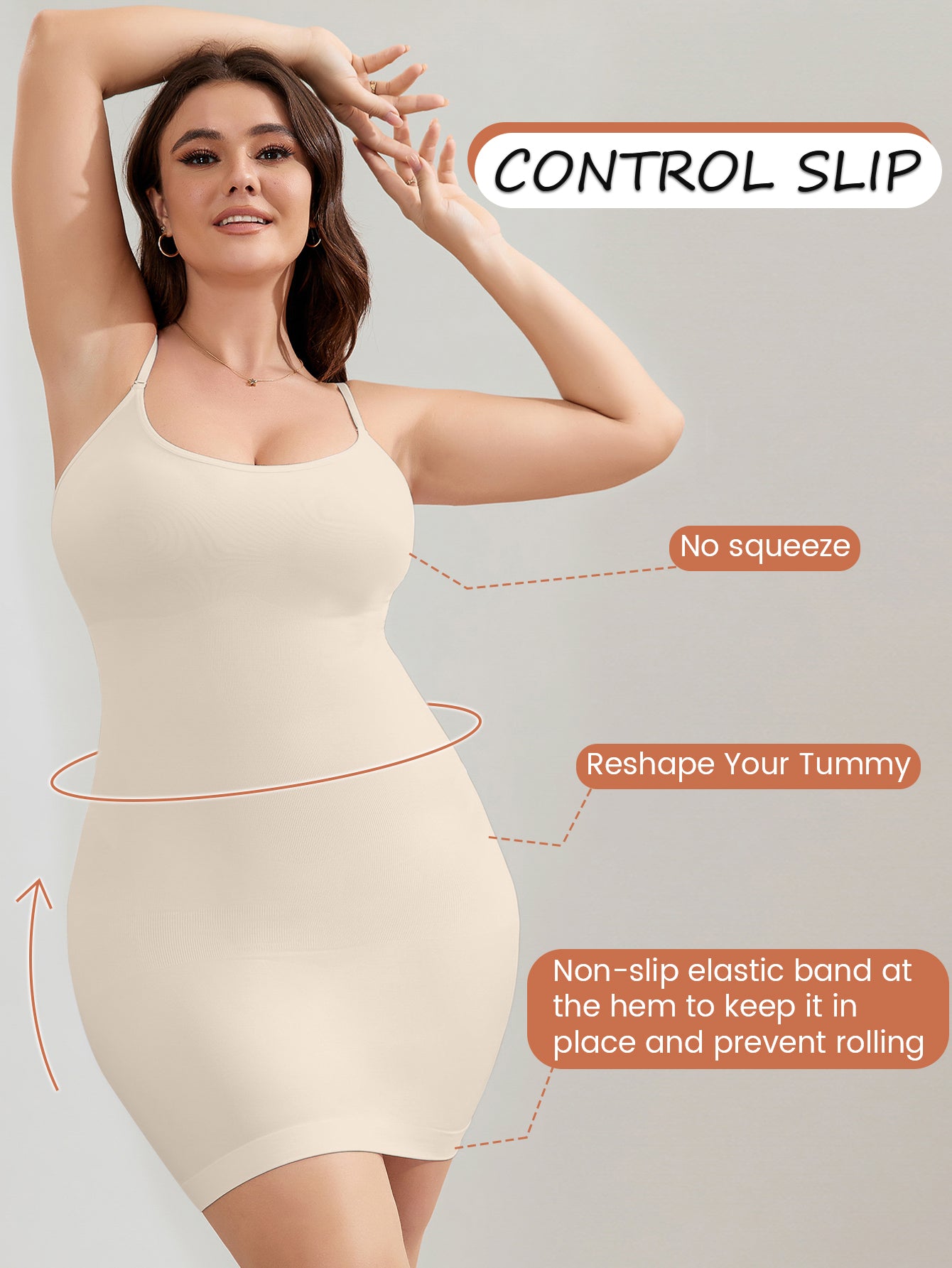 Seamless Tummy Control Sculpting Shaping dress For Plus Size Women