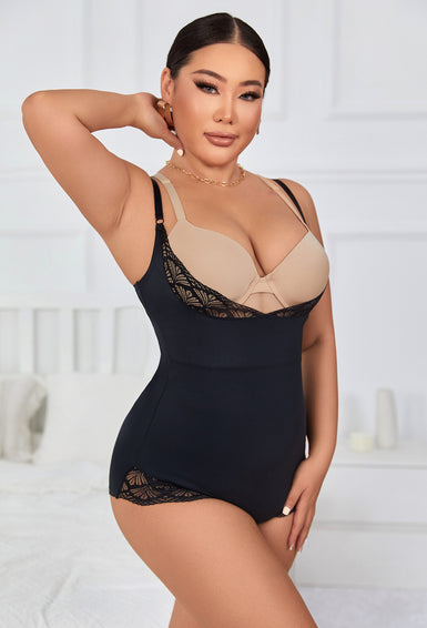 Womens Open Bust Body Shaper lace Bodysuit Tummy Control Shapewear Faja