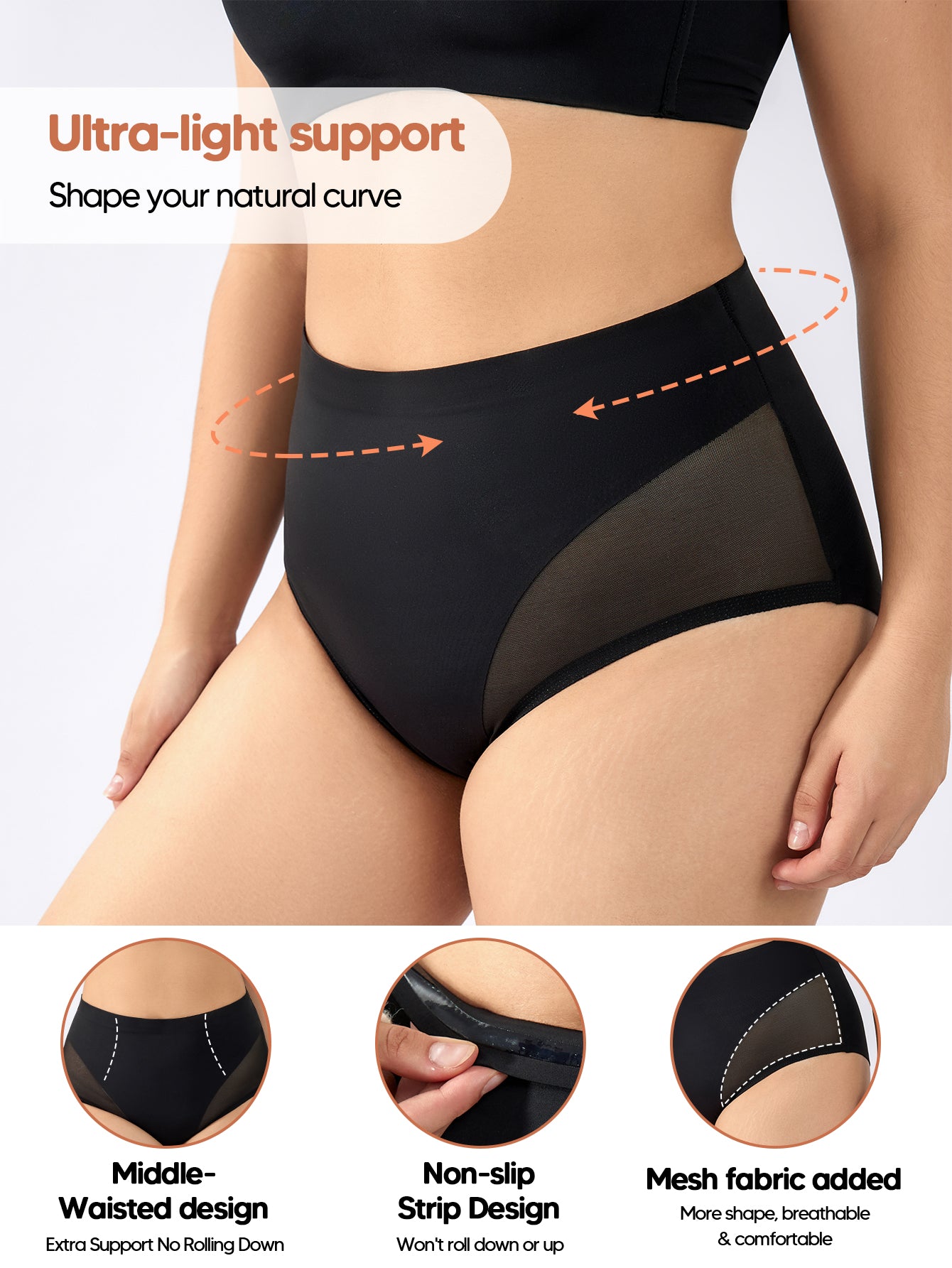 Mid Waist Trainer Girdle Body Shaper Briefs Butt Lifting Shapewear for Women