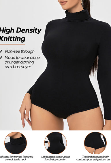 Long Sleeve Turtleneck Non- see through Seamless Jumpsuits