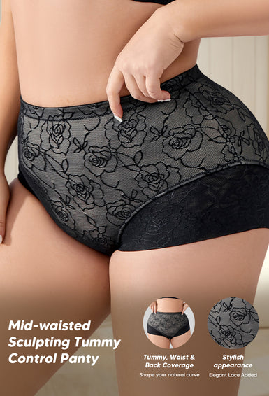 Tummy Control Underwear Shapewear for Women Light Control Brief with Lace Fajas