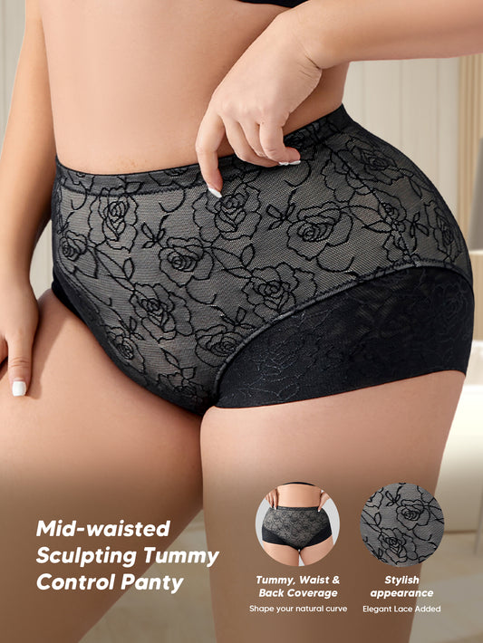 Tummy Control Underwear Shapewear for Women Light Control Brief with Lace Fajas