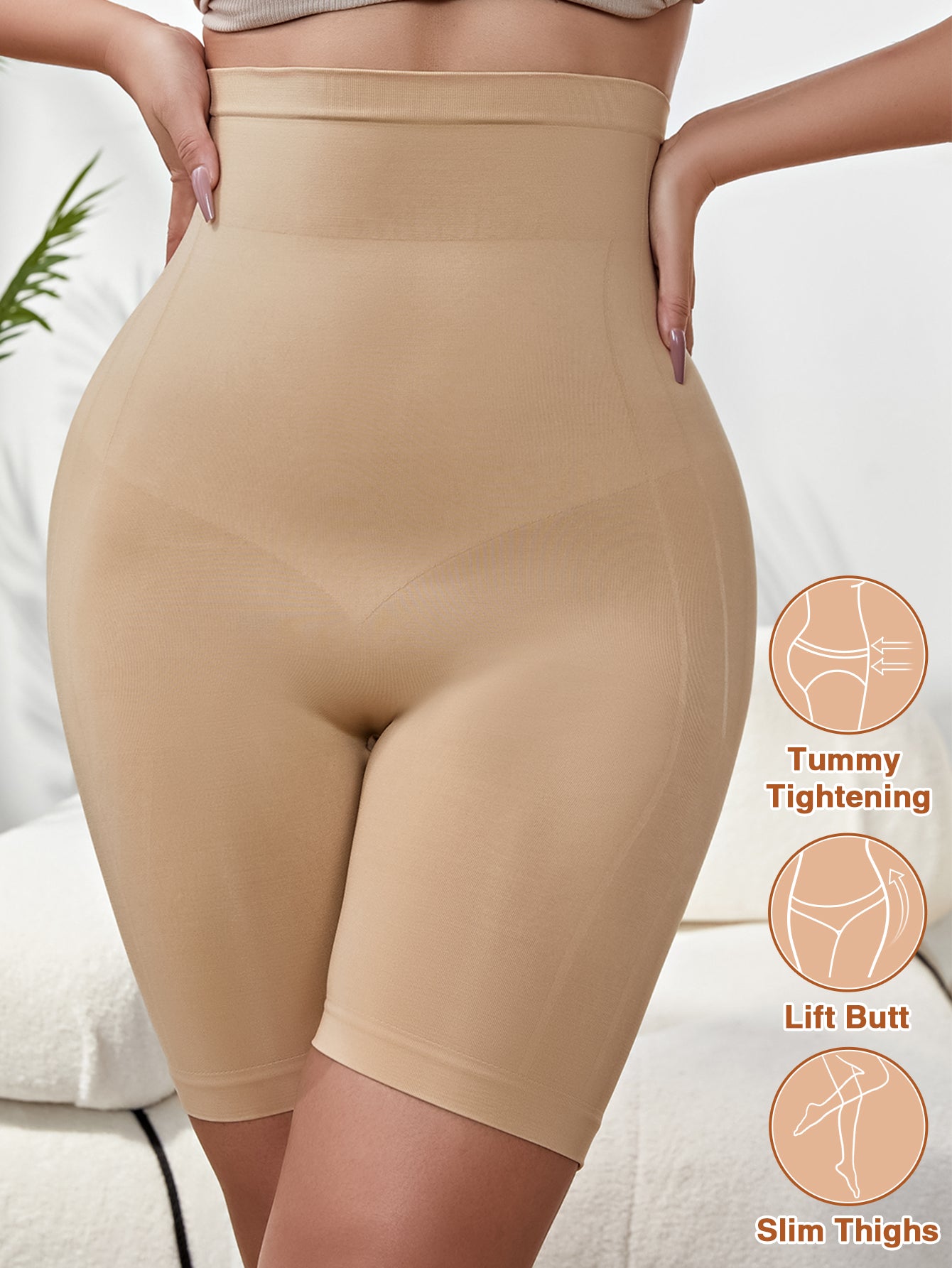 Seamless Thigh Slimmer Mid-Thigh Shapewear Shorts For Women Under Dress