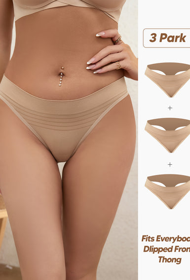 Seamless Thongs for Women Sexy No Show Panties InvisiblLadies Underwear 3 Pack