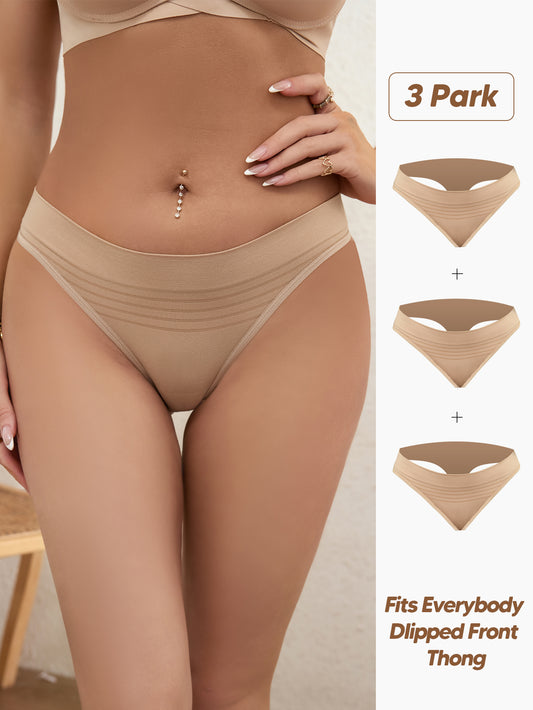 Seamless Thongs for Women Sexy No Show Panties InvisiblLadies Underwear 3 Pack