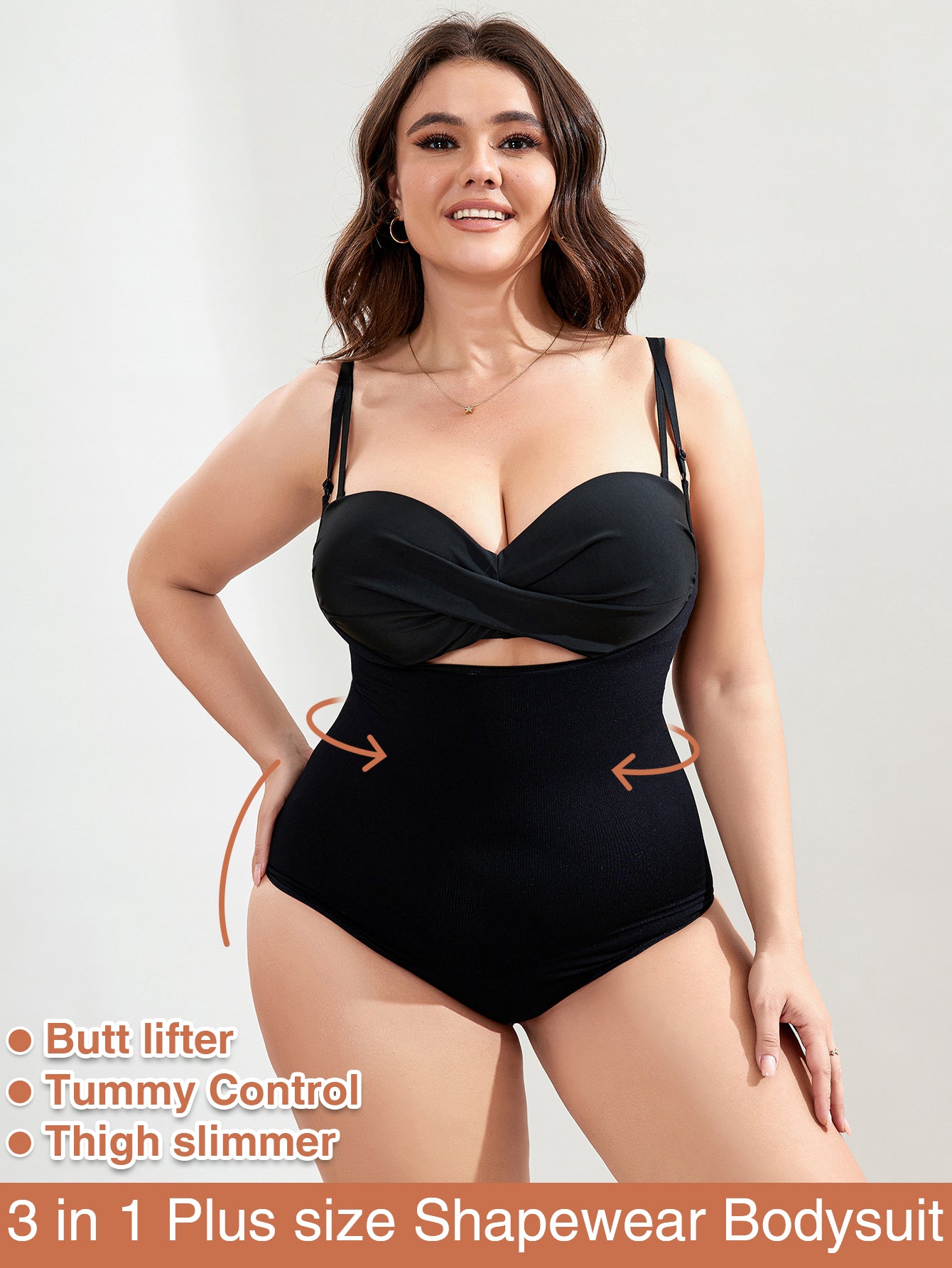 Ultra-Light Support Open Bust Seamless Shapewear Bodysuit for Plus Size