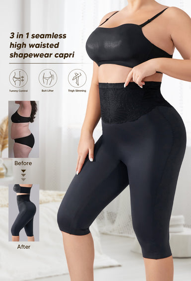 Tummy Control Compression Leggings Women Body Shaper Thigh Shapewear Capri Girdles