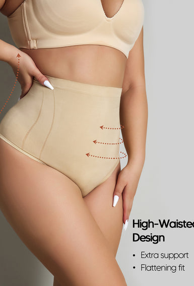 High Waisted Tummy Control Shaping Thong Underwear Seamless Panties Girdle