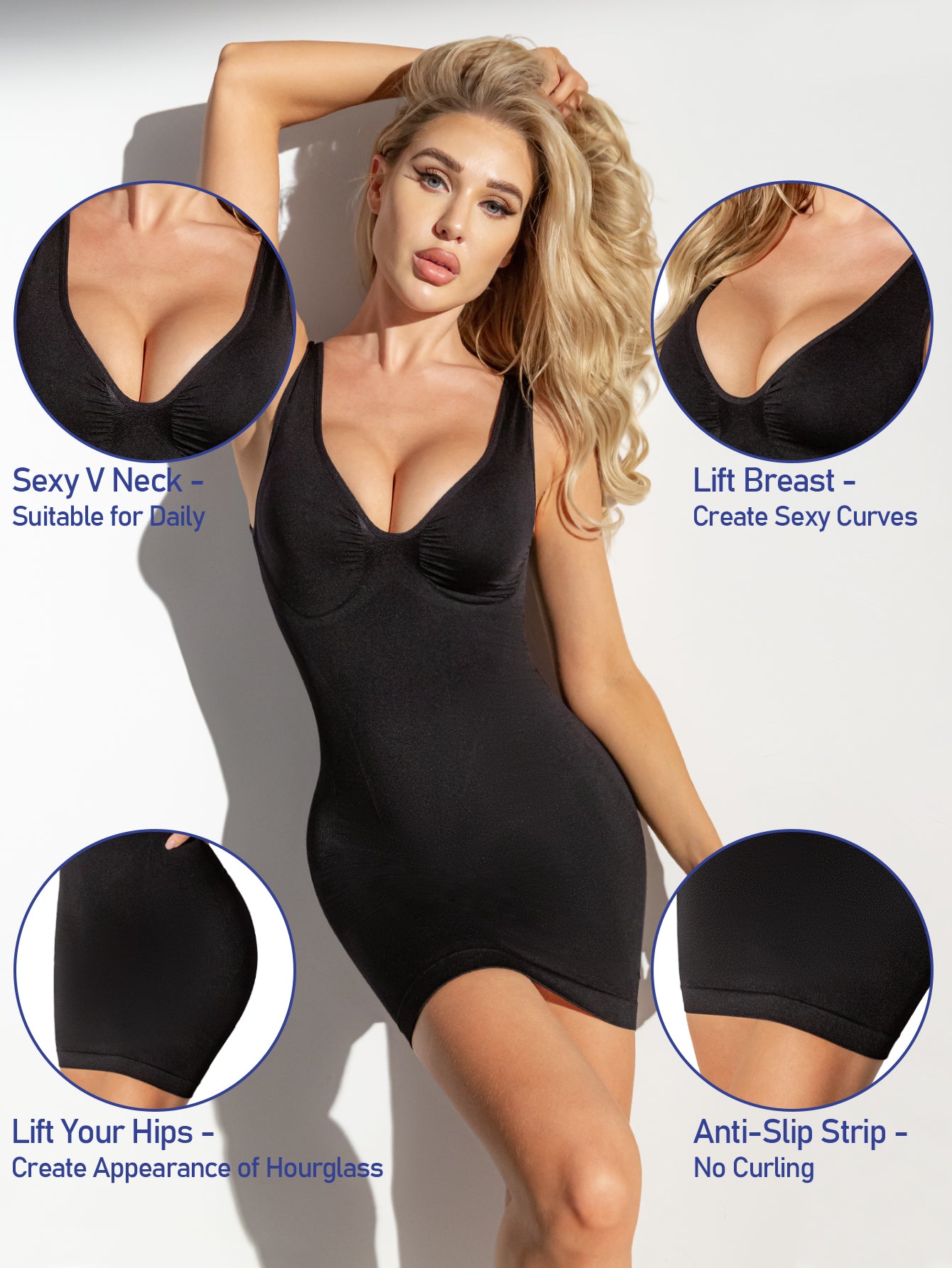 V-neck Seamless Comfortable Women Bodysuit Shapewear Dress