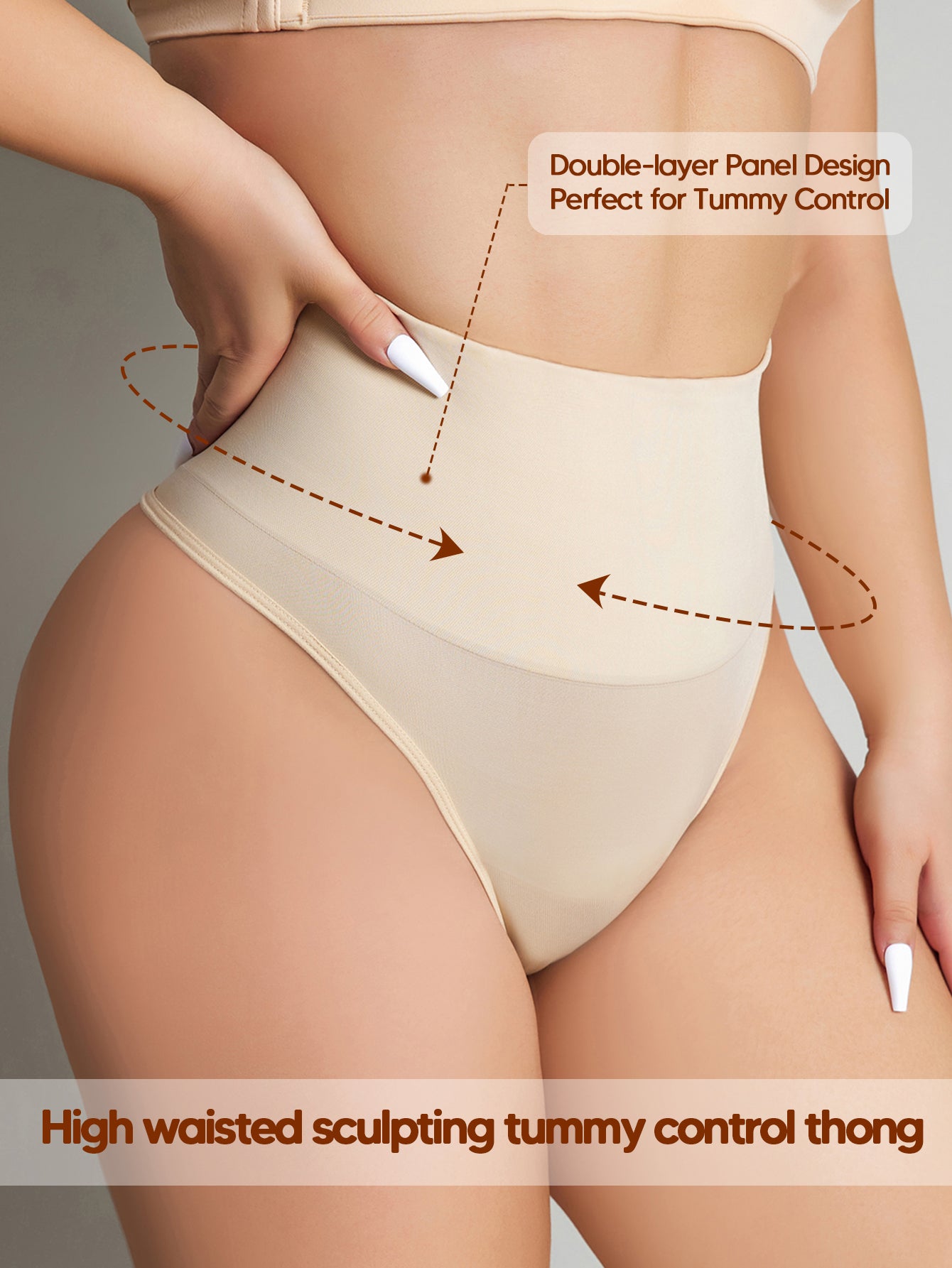 Tummy Control Thong Shapewear for Women Seamless Slimming Panty Underwear